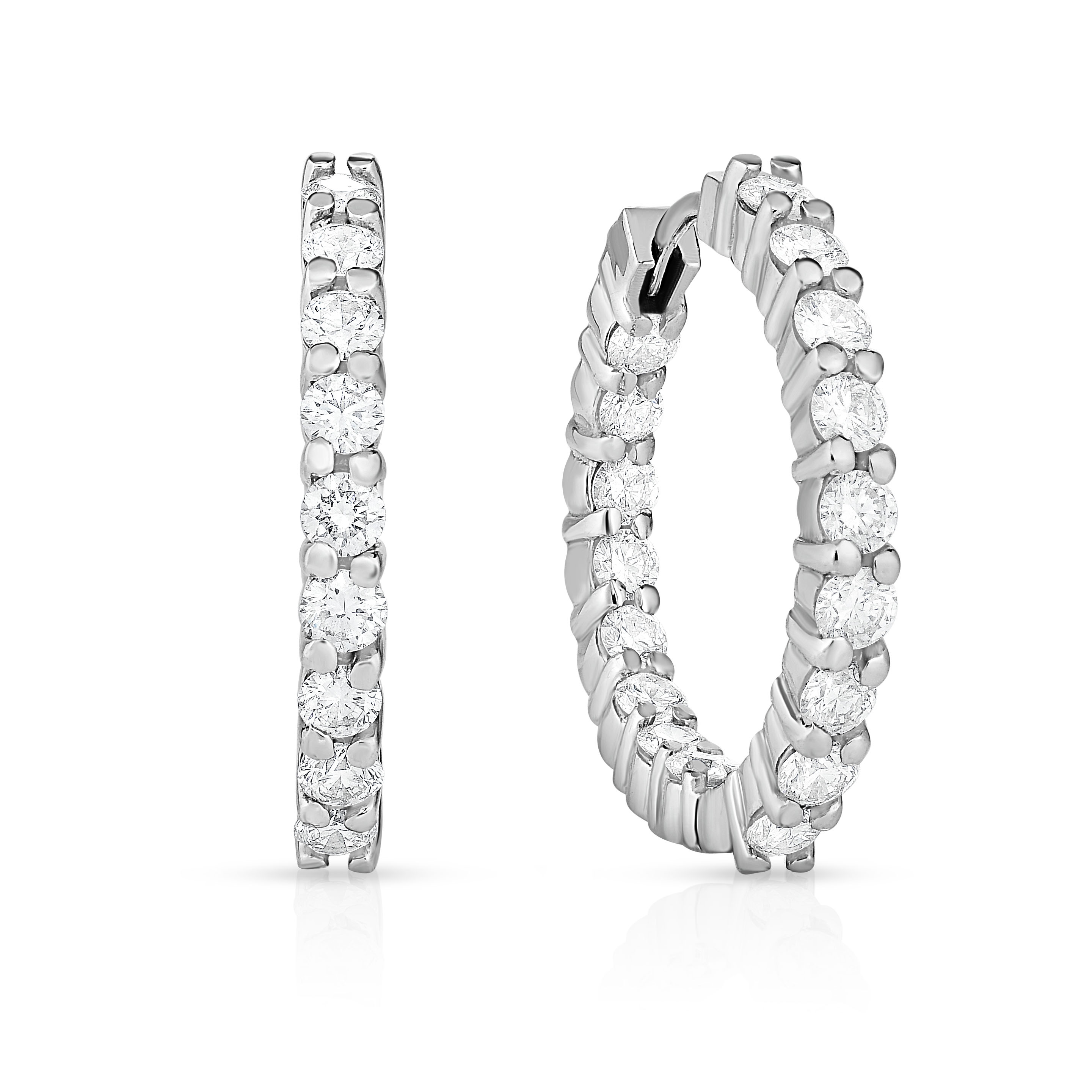 18k White Gold The Perfect Diamond Hoop® Inside Outside Earrings