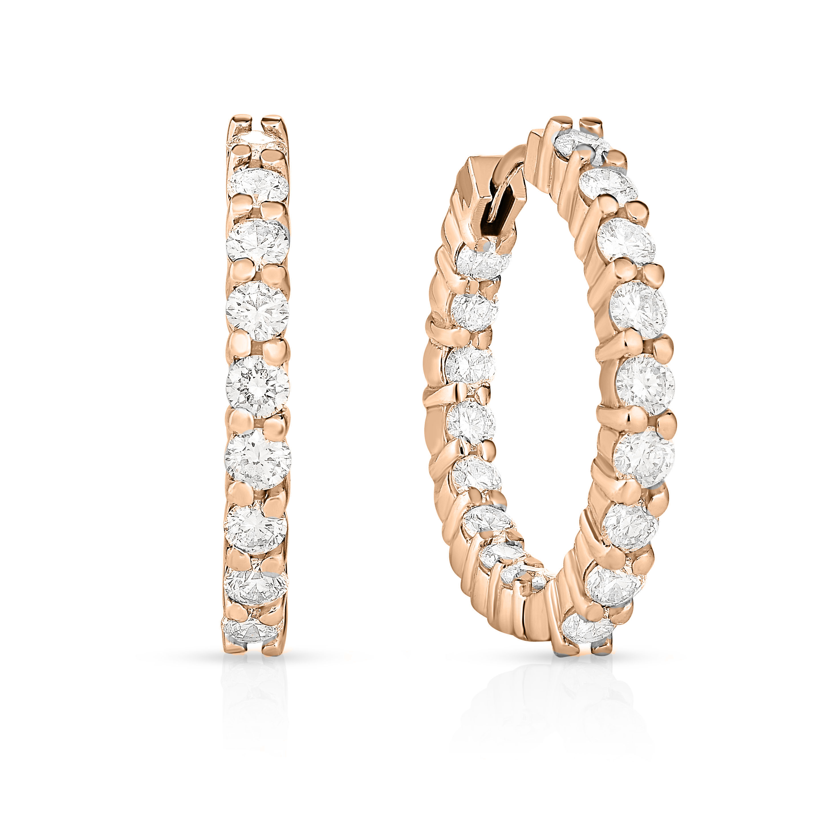 18k Rose Gold The Perfect Diamond Hoop® Inside Outside Earrings