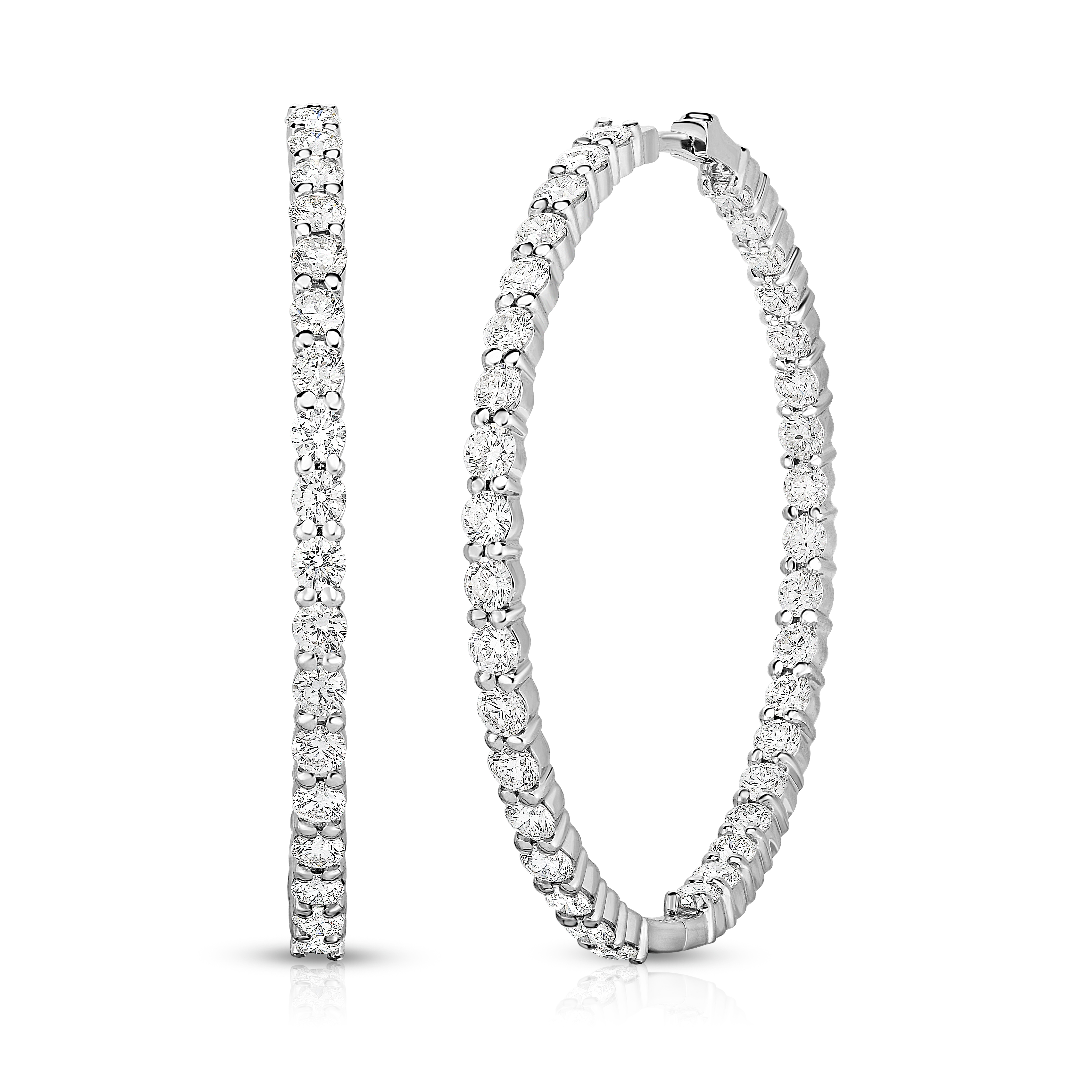 18k White Gold The Perfect Diamond Hoop® Inside Outside Earrings