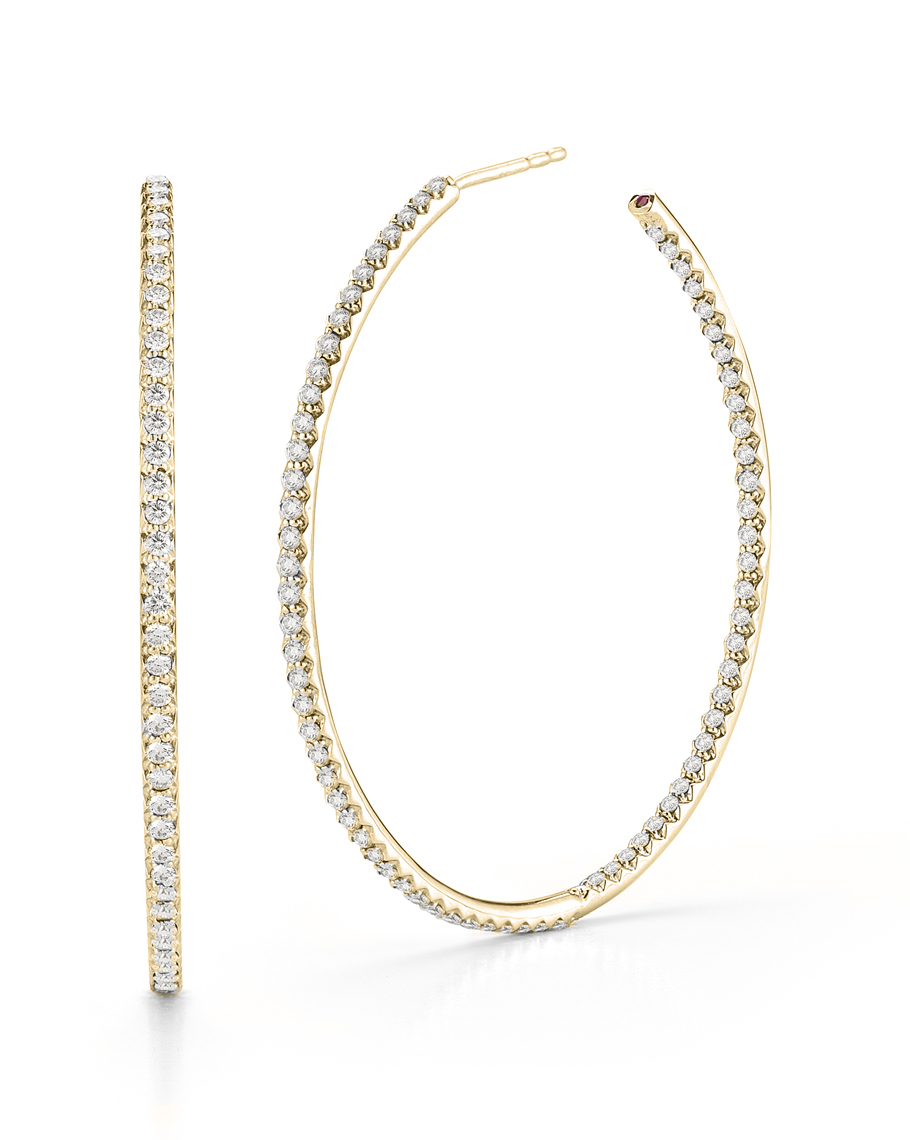18k Yellow Gold The Perfect Diamond Hoop® Xx Large Inside Outside Open Back Earrings