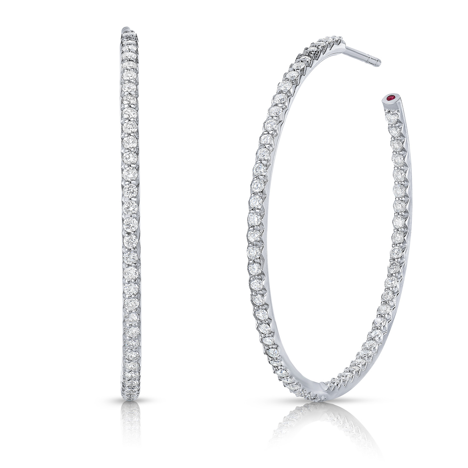 18k White Gold The Perfect Diamond Hoop® Extra Large Inside Outside Open Back Earrings