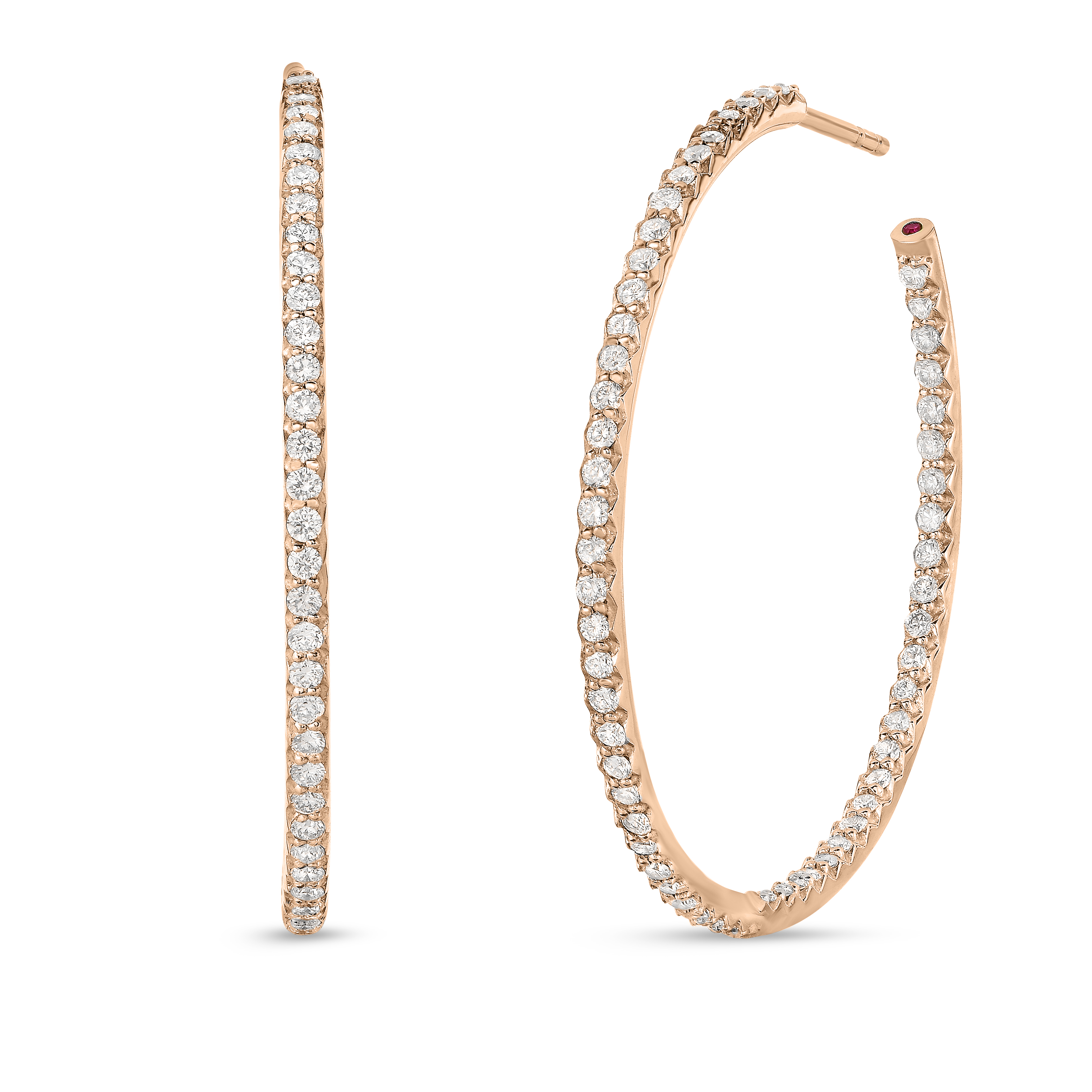 18k Rose Gold The Perfect Diamond Hoop® Extra Large Inside Outside Open Back Earrings
