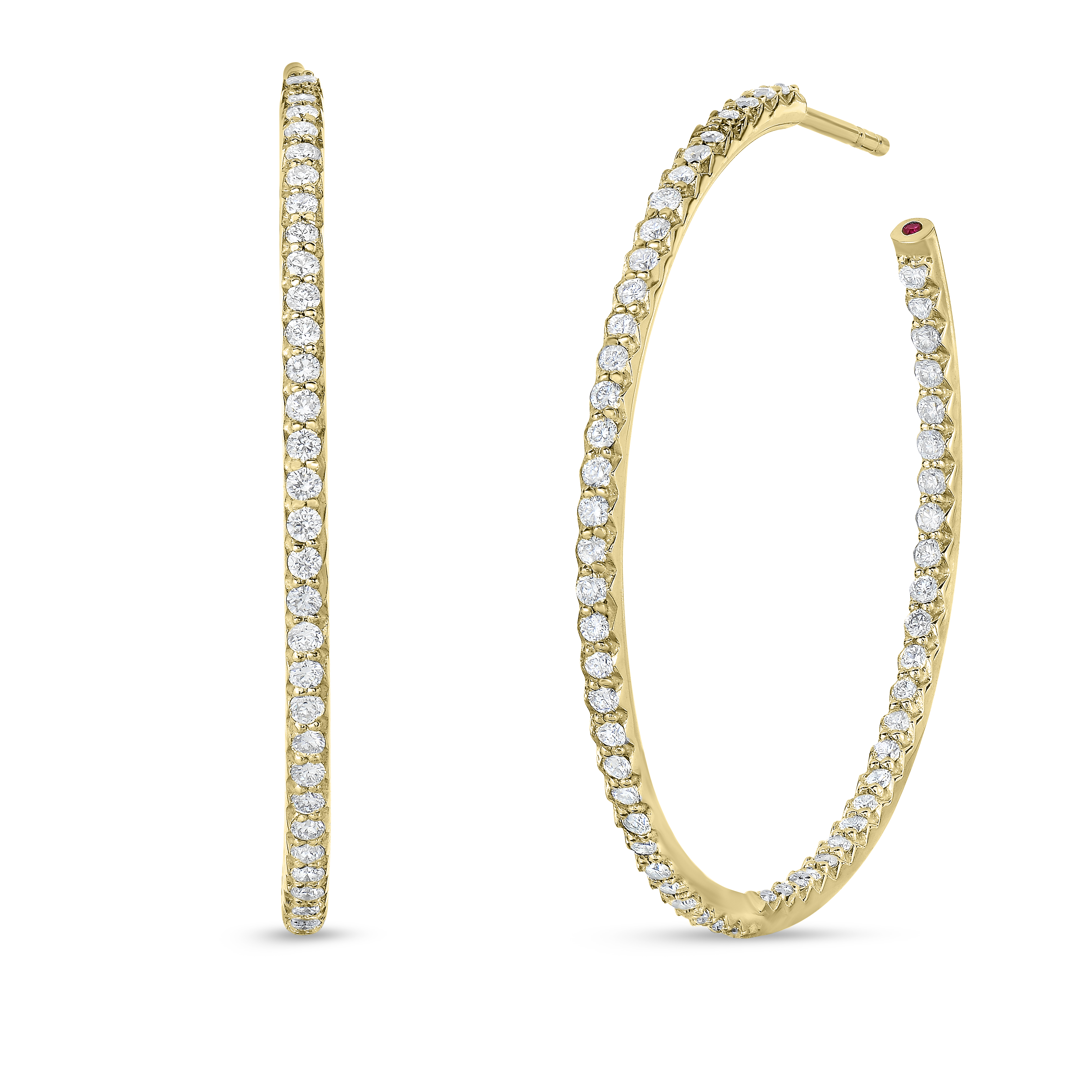 18k Yellow Gold The Perfect Diamond Hoop® Extra Large Inside Outside Open Back Earrings