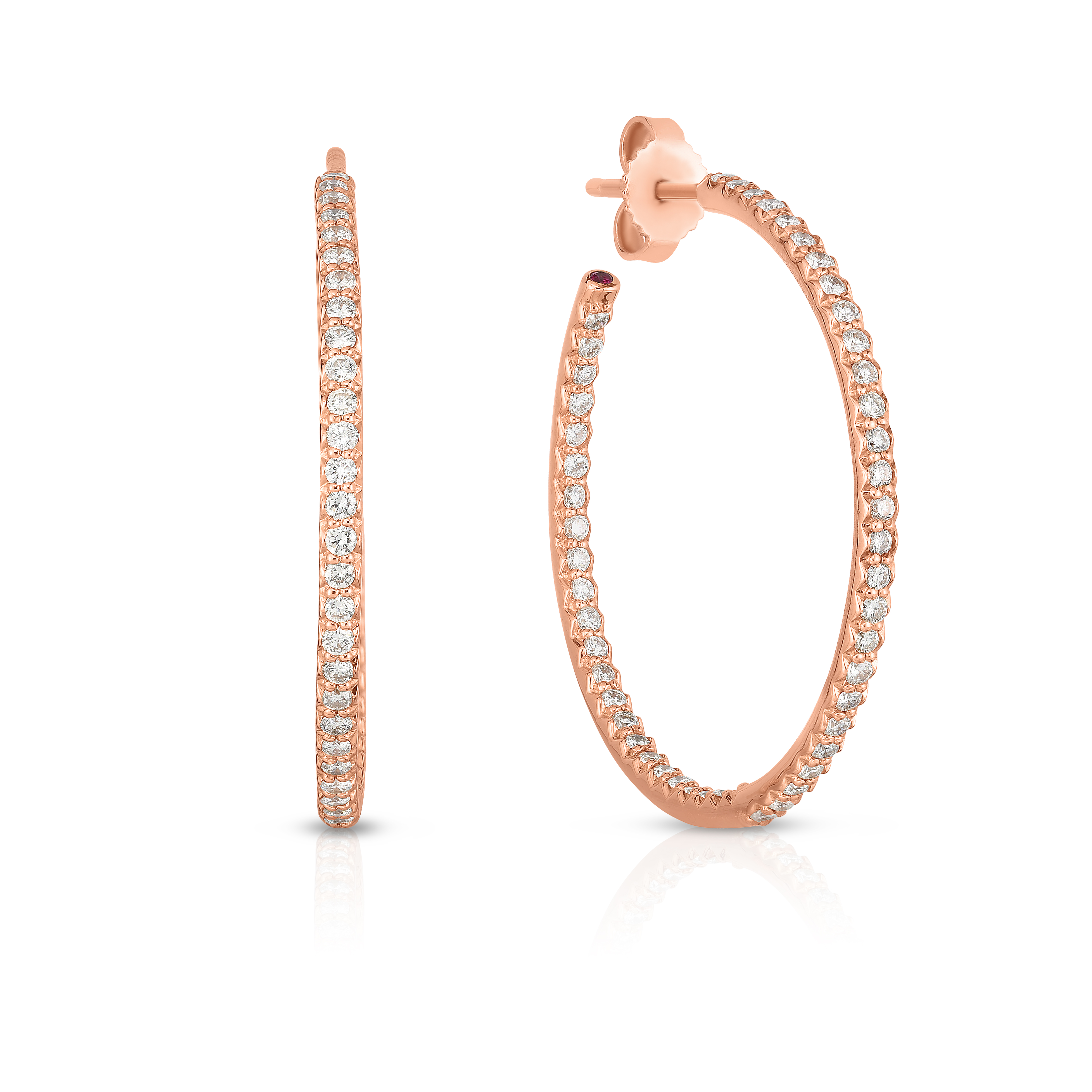18k Rose Gold The Perfect Diamond Hoop® Large Inside Outside Open Back Earrings