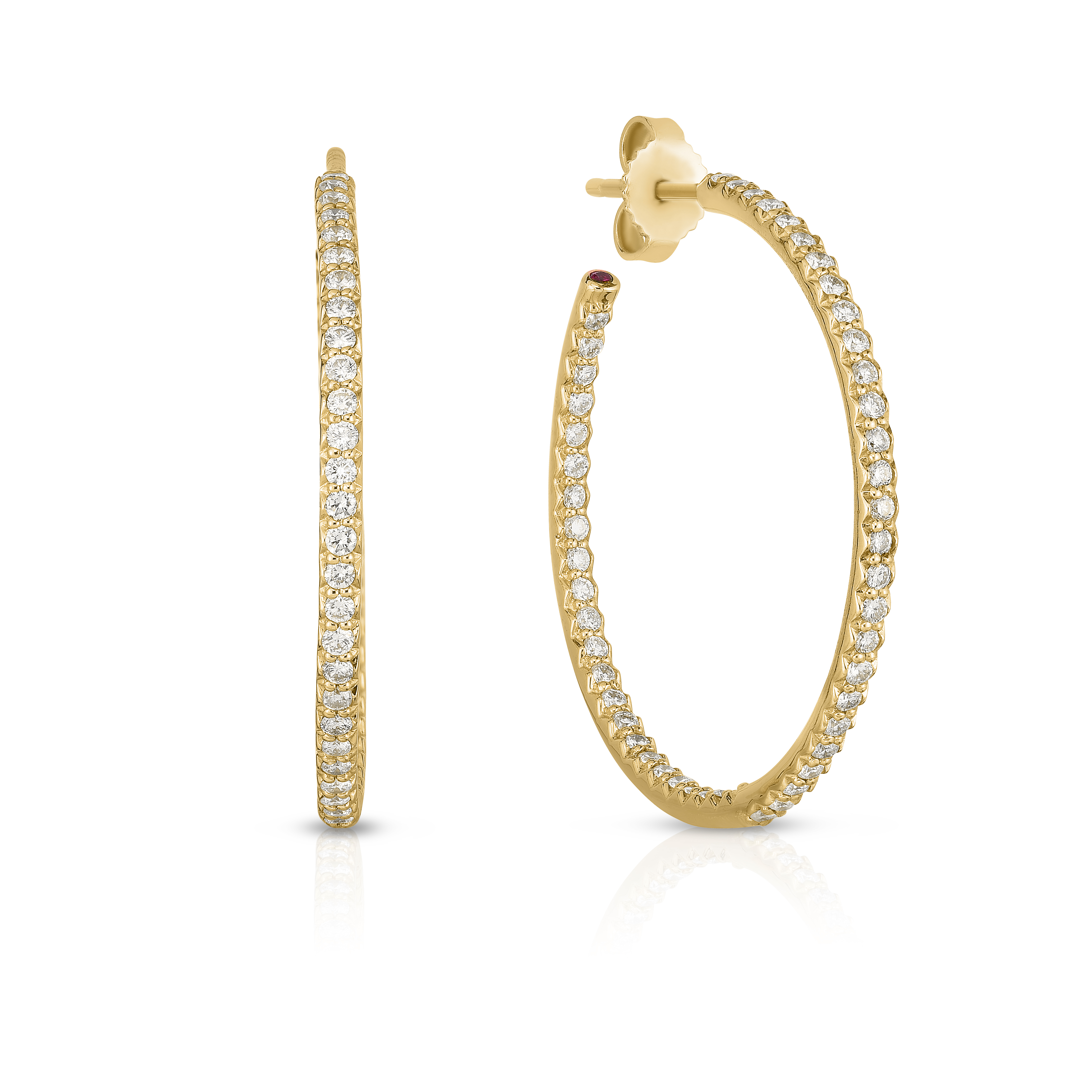 18k Yellow Gold The Perfect Diamond Hoop® Large Inside Outside Open Back Earrings