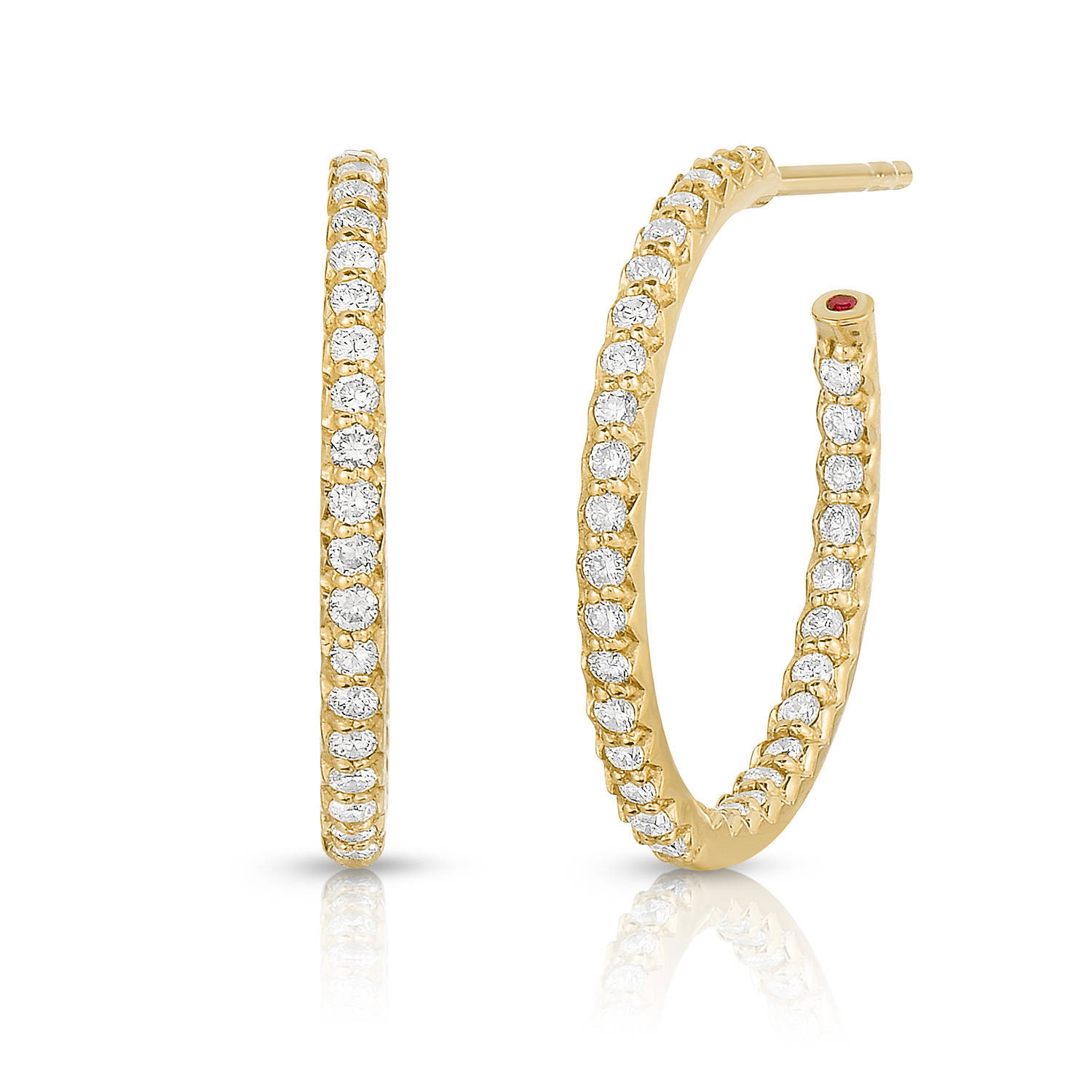 18k Yellow Gold The Perfect Diamond Hoop® Small Inside Outside Open Back Earrings