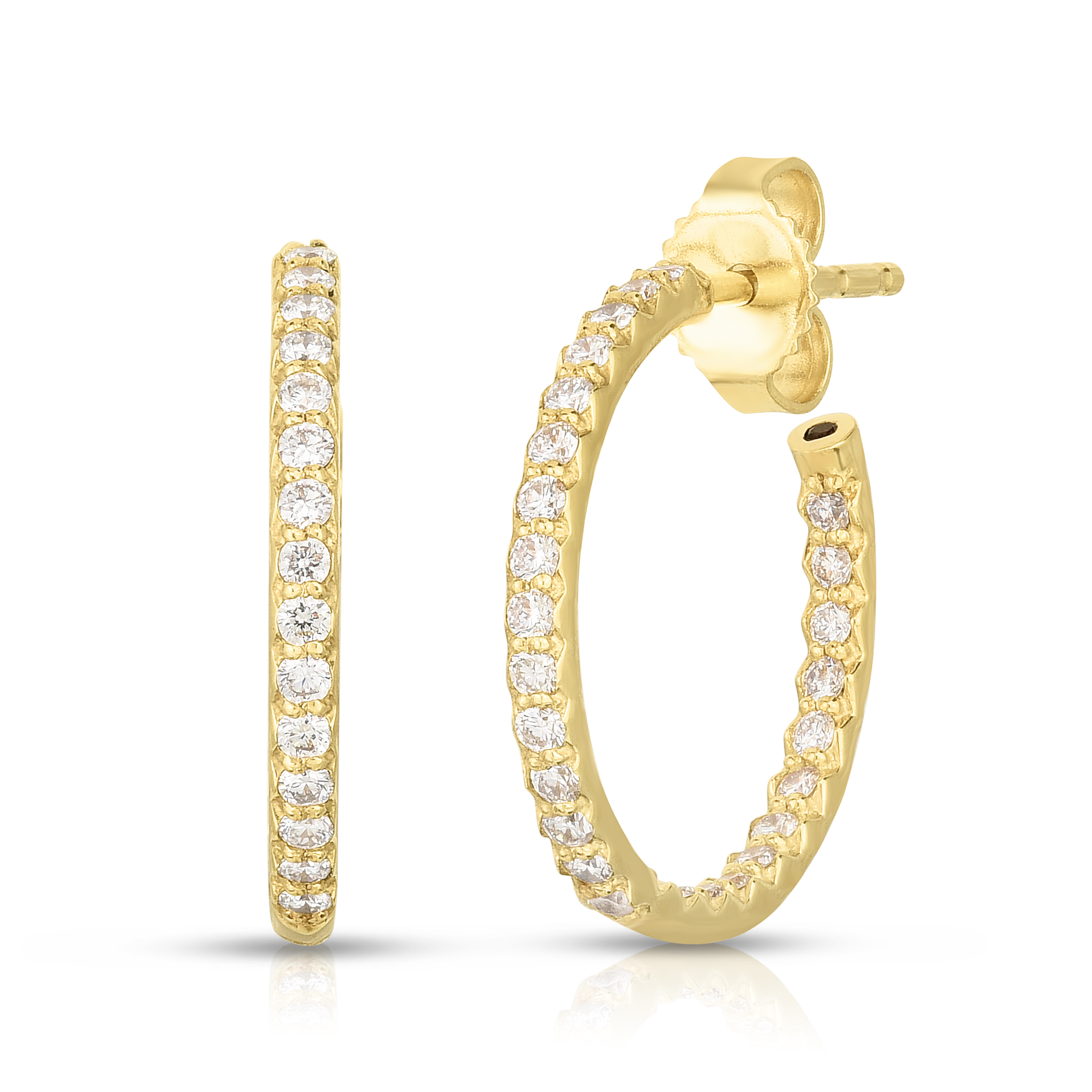 18k Yellow Gold The Perfect Diamond Hoop® X Small Inside Outside Open Back Earrings