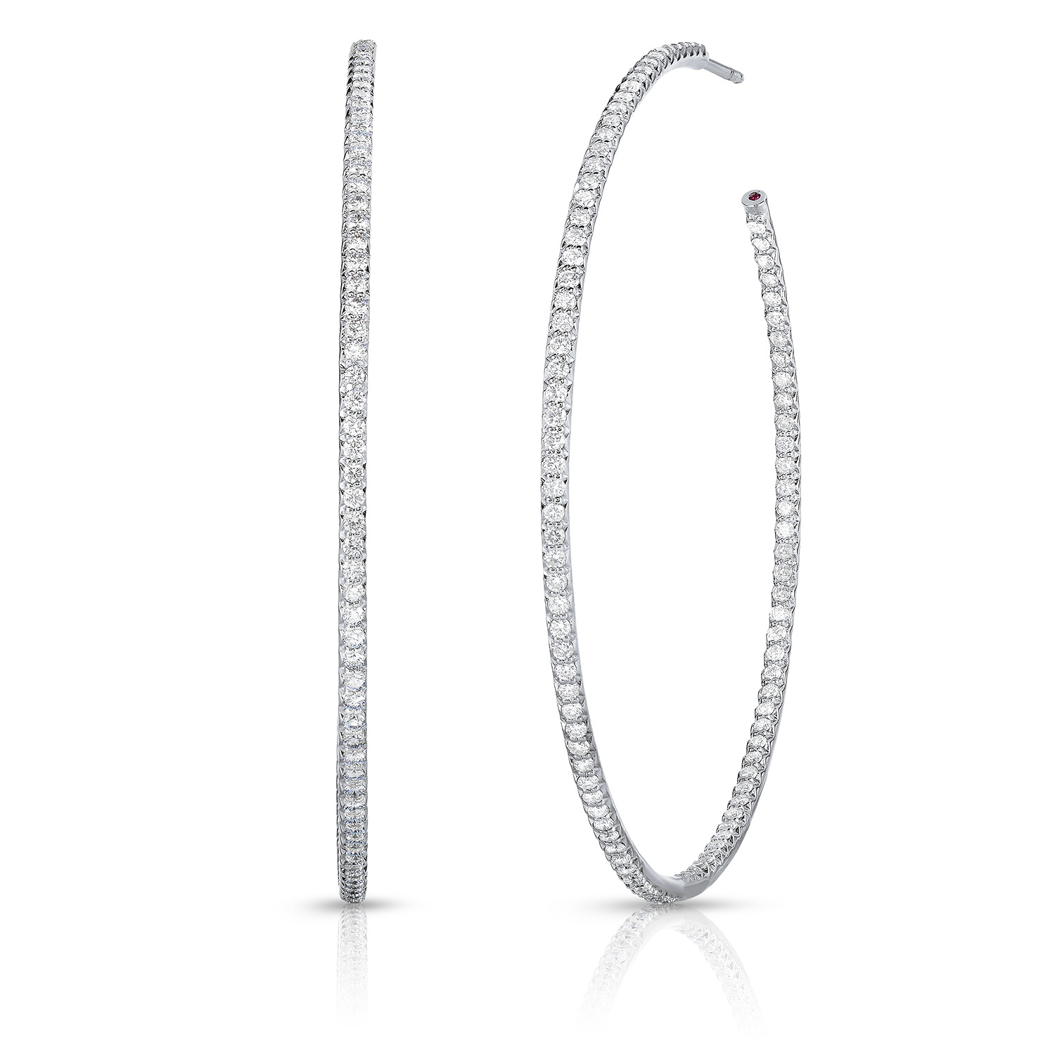 18k White Gold The Perfect Diamond Hoop® Xxx Large Inside Outside Open Back Earrings