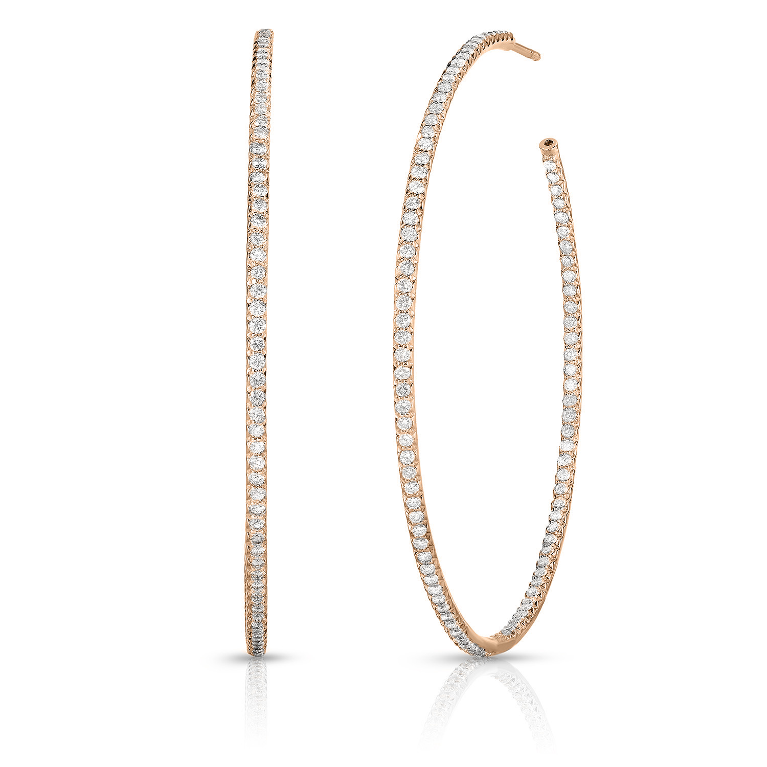 18k Rose Gold The Perfect Diamond Hoop® Xxx Large Inside Outside Open Back Earrings