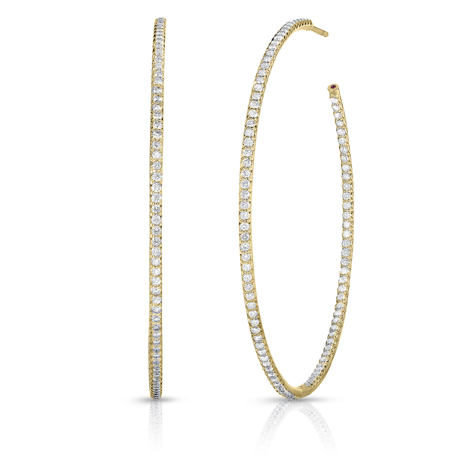 18k Yellow Gold The Perfect Diamond Hoop® Xxx Large Inside Outside Open Back Earrings