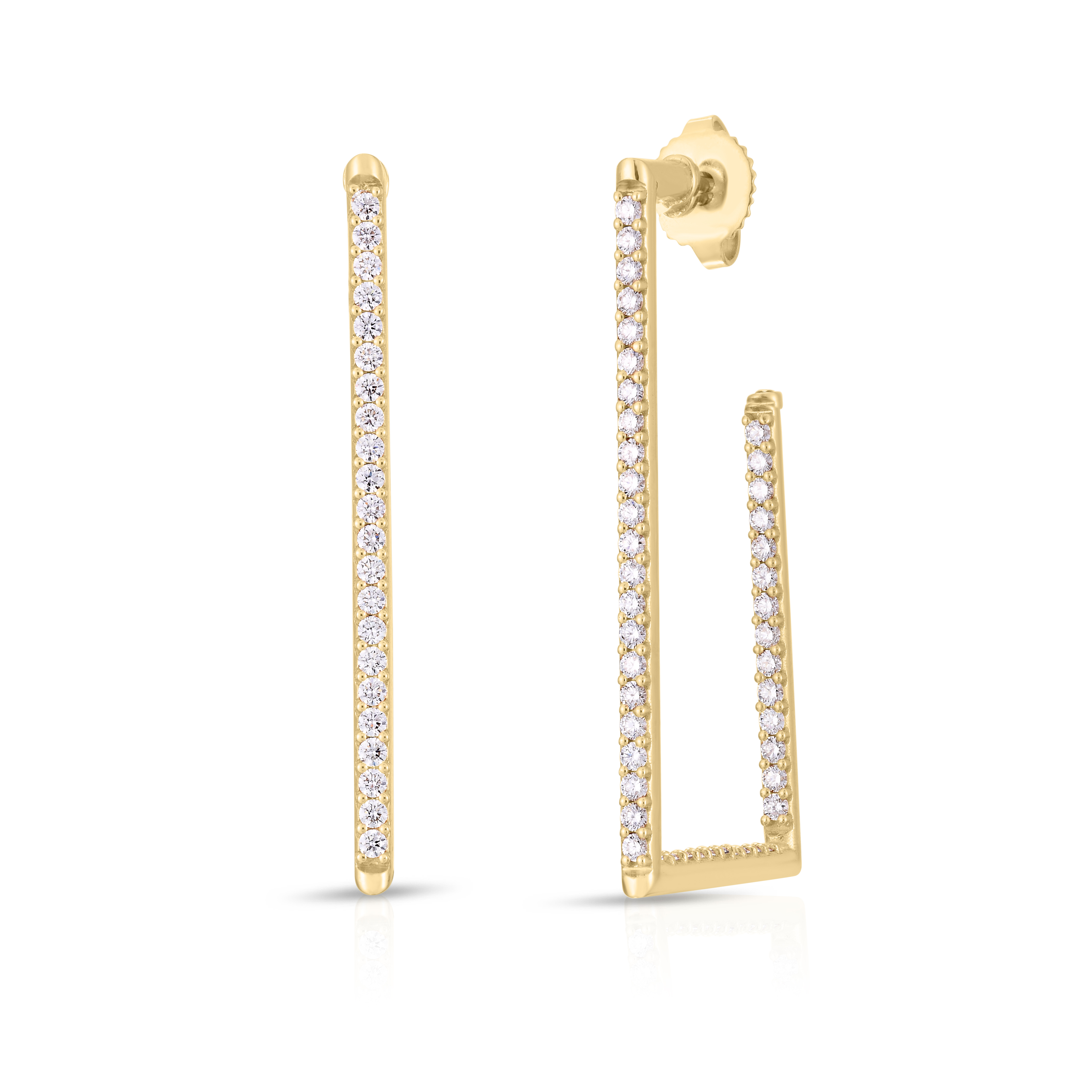 18k Yellow Gold The Perfect Diamond Hoop® Large Rectangular Earrings