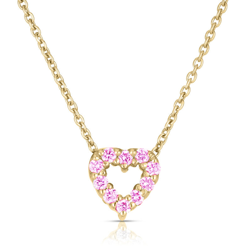 18k Yellow Gold Tiny Treasures Diamond & Pink Sapphire Reversible Heart Necklace