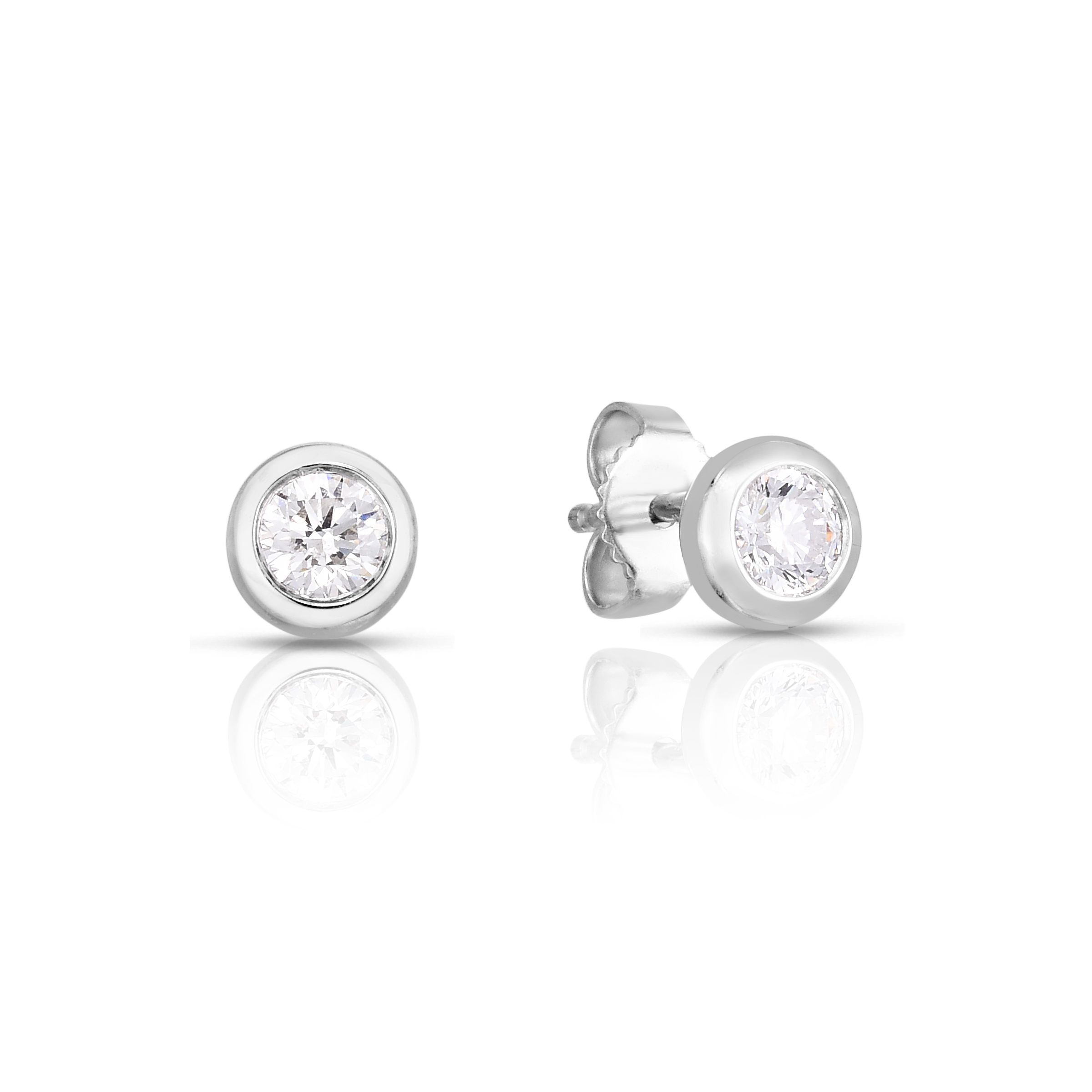 18k White Gold Tiny Treasures Medium Bezel Stud Earrings