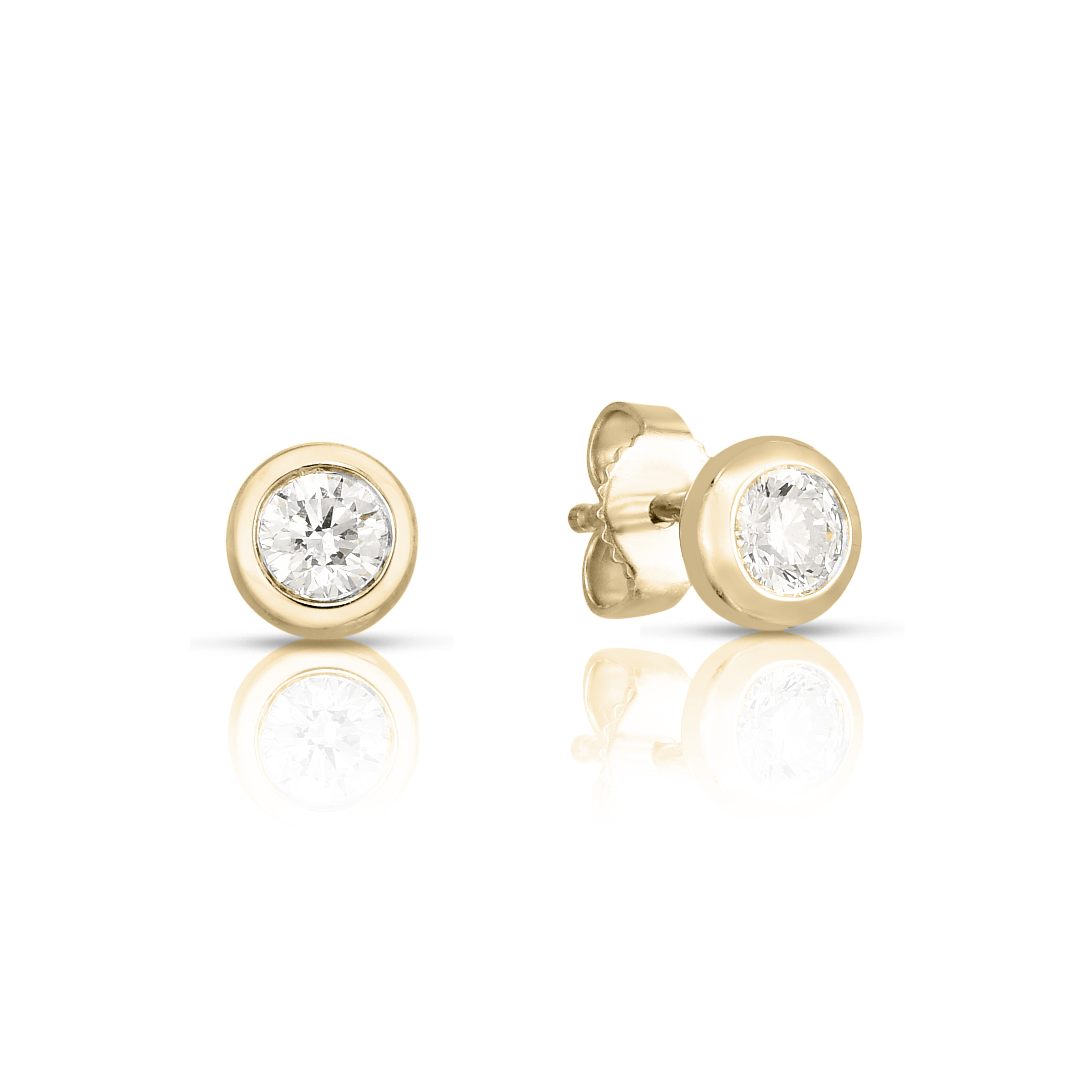 18k Yellow Gold Tiny Treasures Medium Bezel Stud Earrings