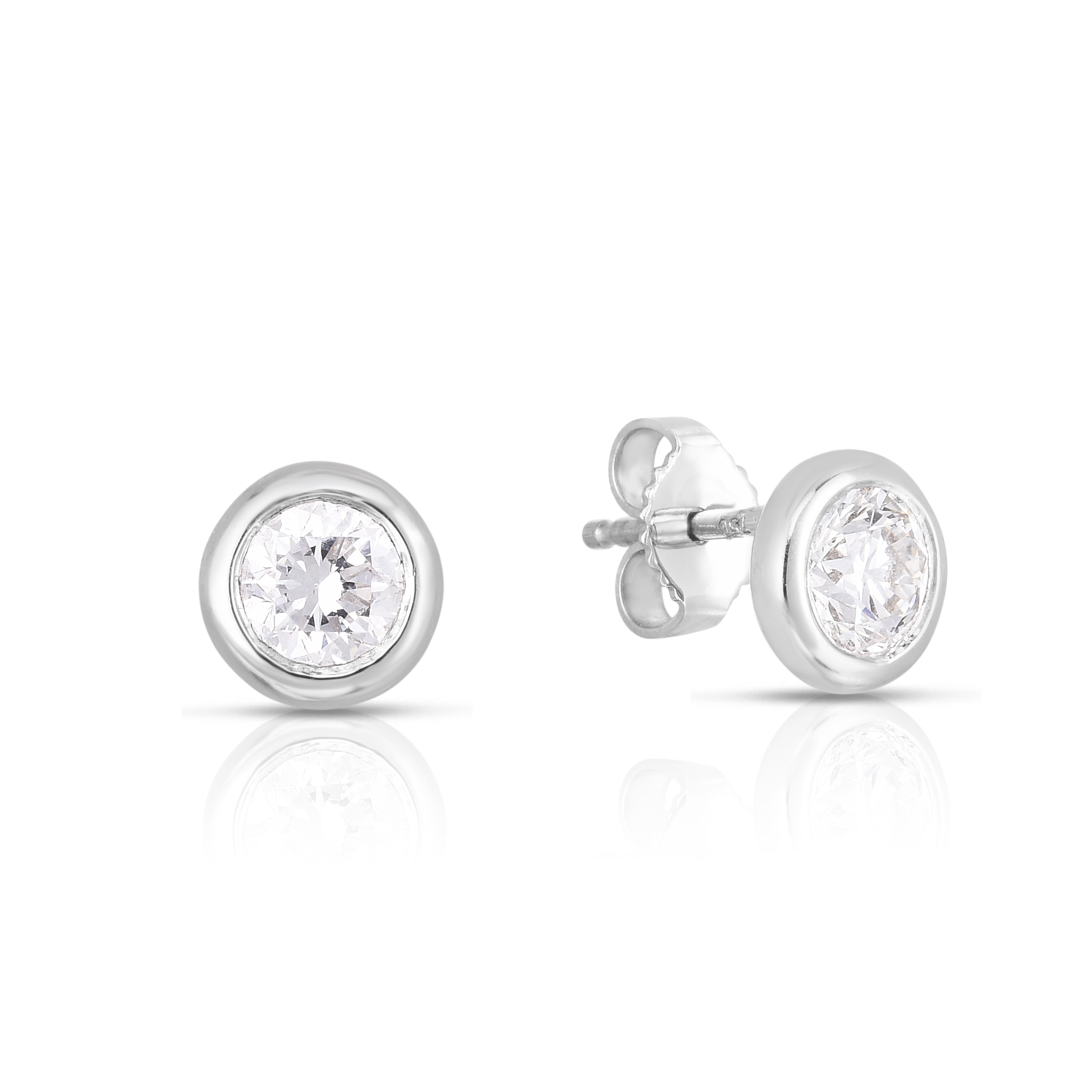 18k White Gold Tiny Treasures Large Bezel Stud Earrings