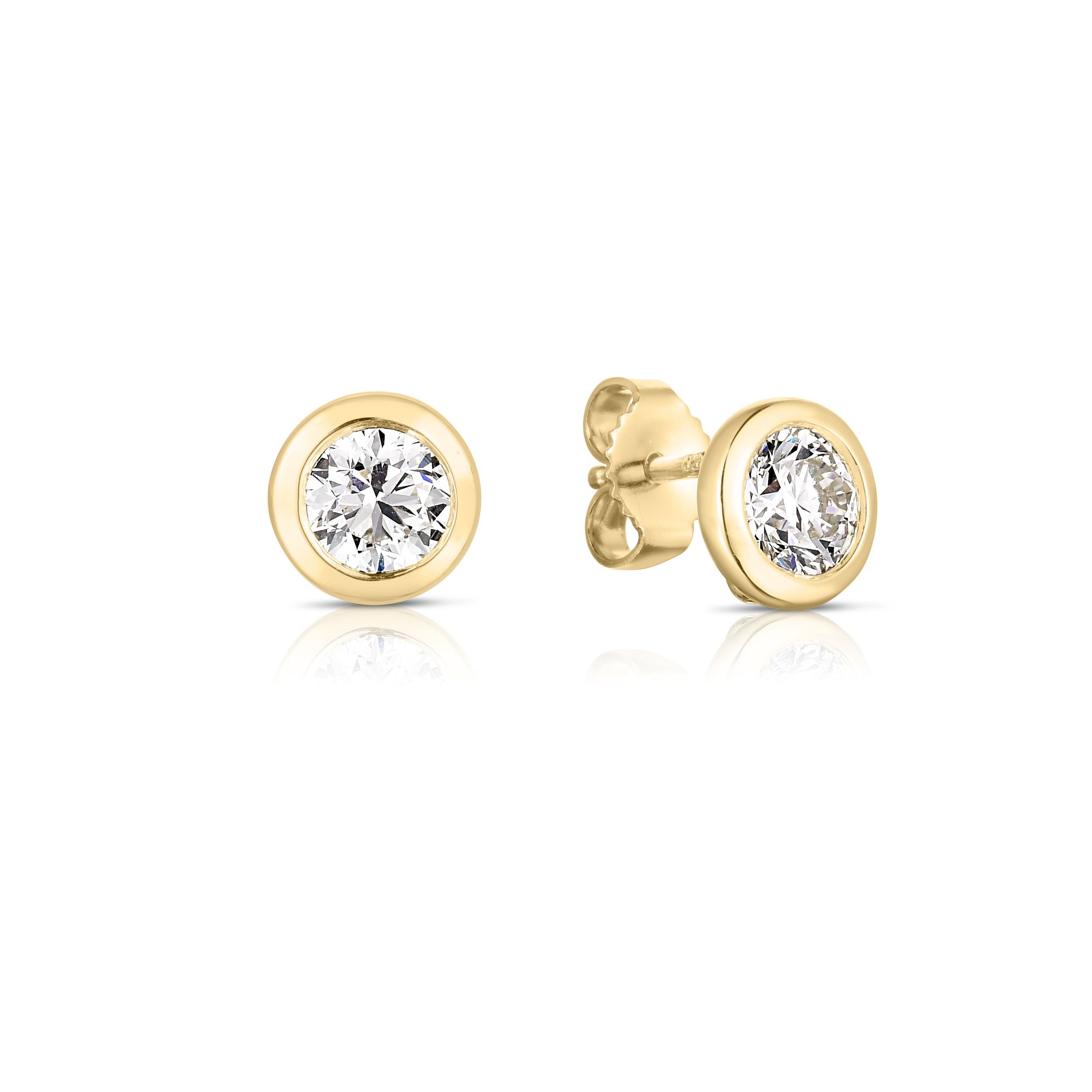 18k Yellow Gold Tiny Treasures Large  Bezel Stud Earrings