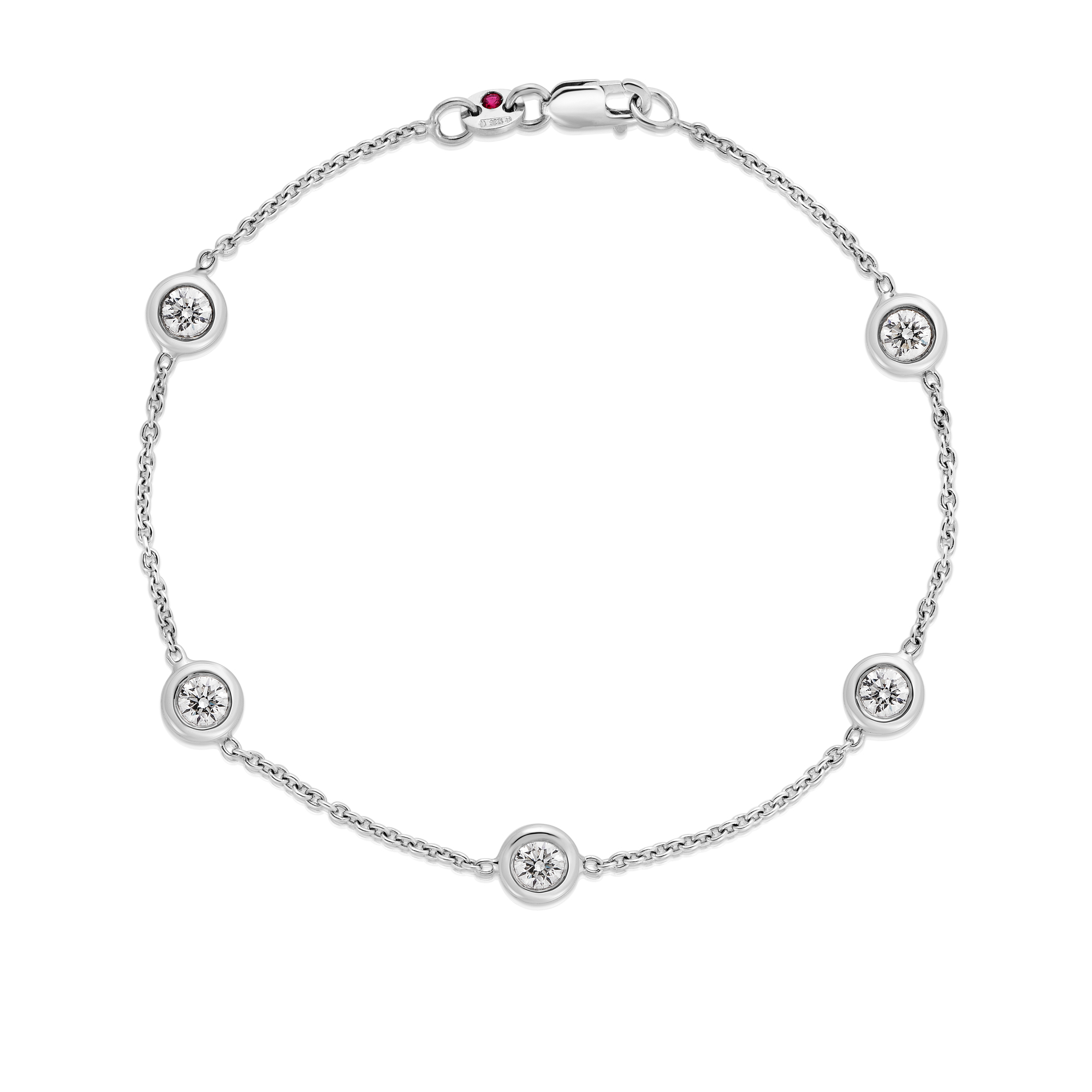 18k White Gold Diamonds By Inch 5 Station Bracelet