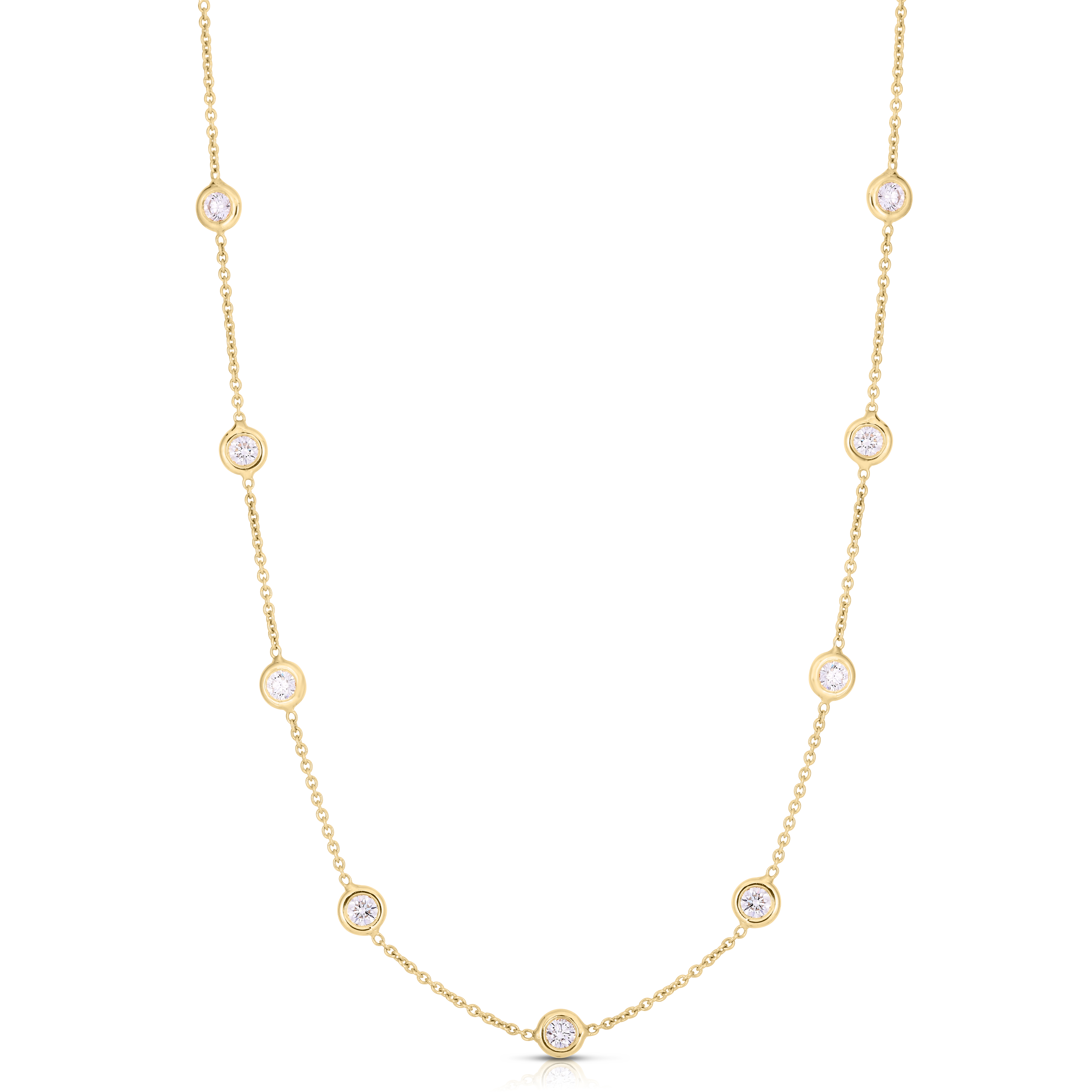 18k Yellow Gold Diamonds By Inch 13 Station 16 Inch Necklace