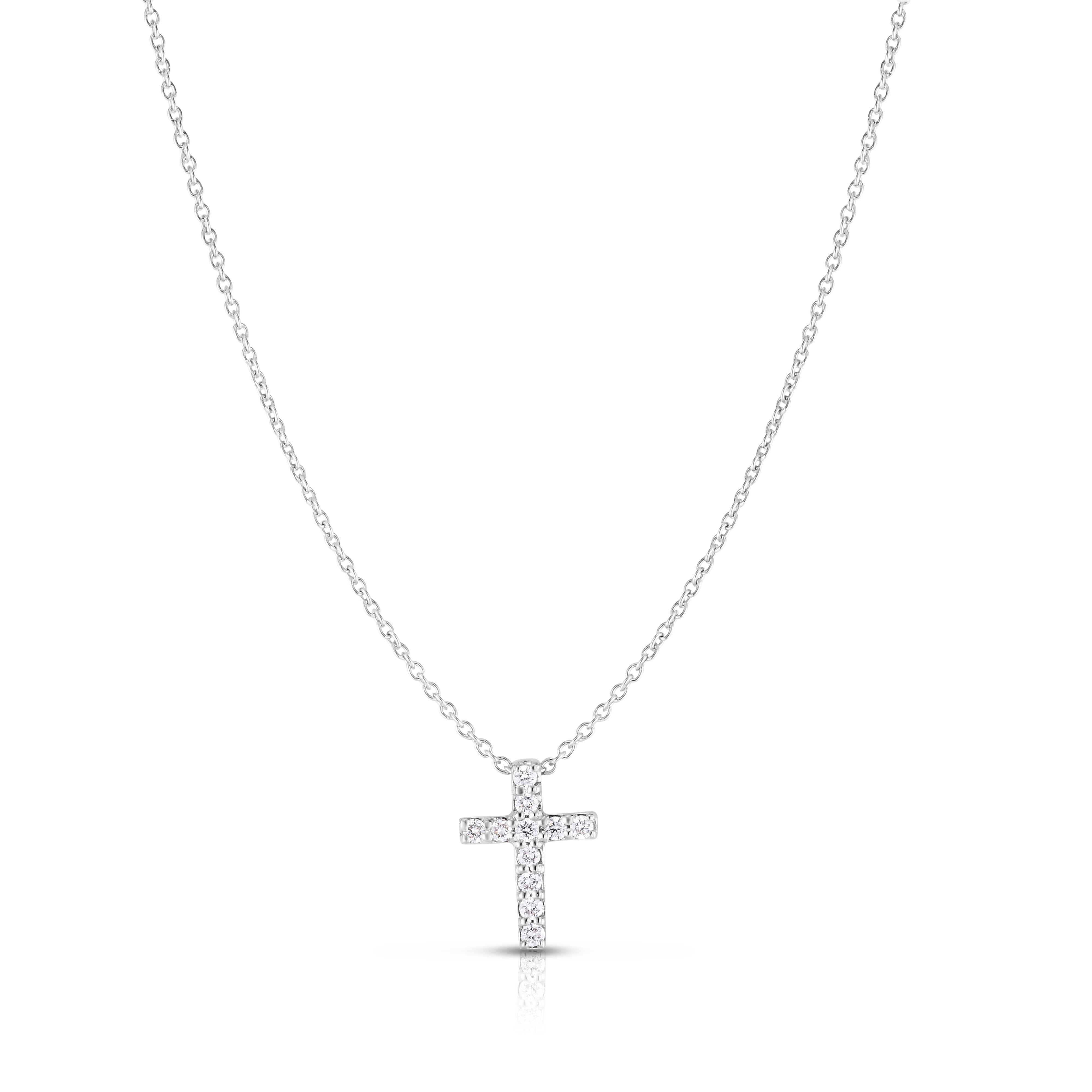 18k White Gold Tiny Treasures Small Diamond Square Cross Necklace
