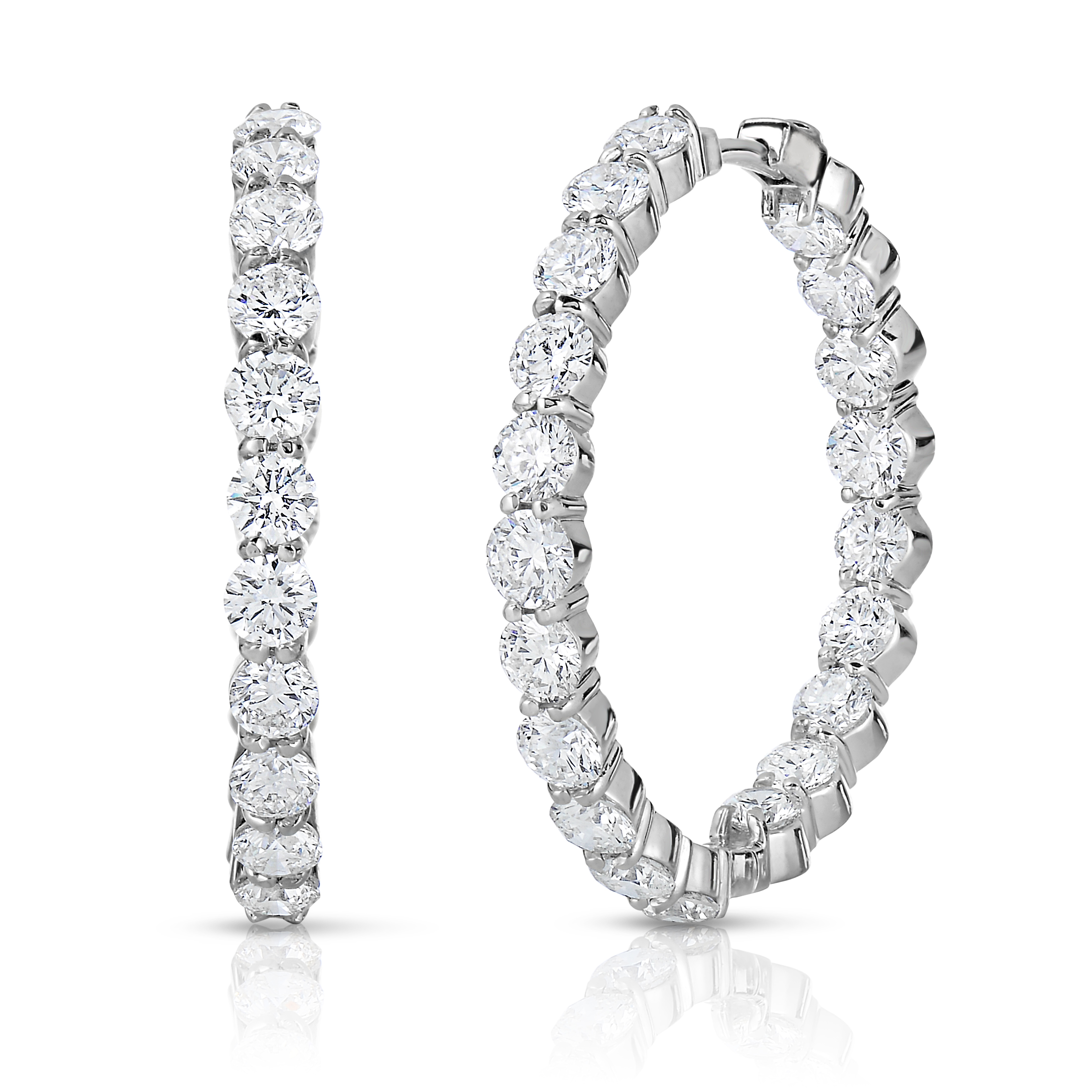 18k White Gold The Perfect Diamond Hoop® Inside Outside Earrings