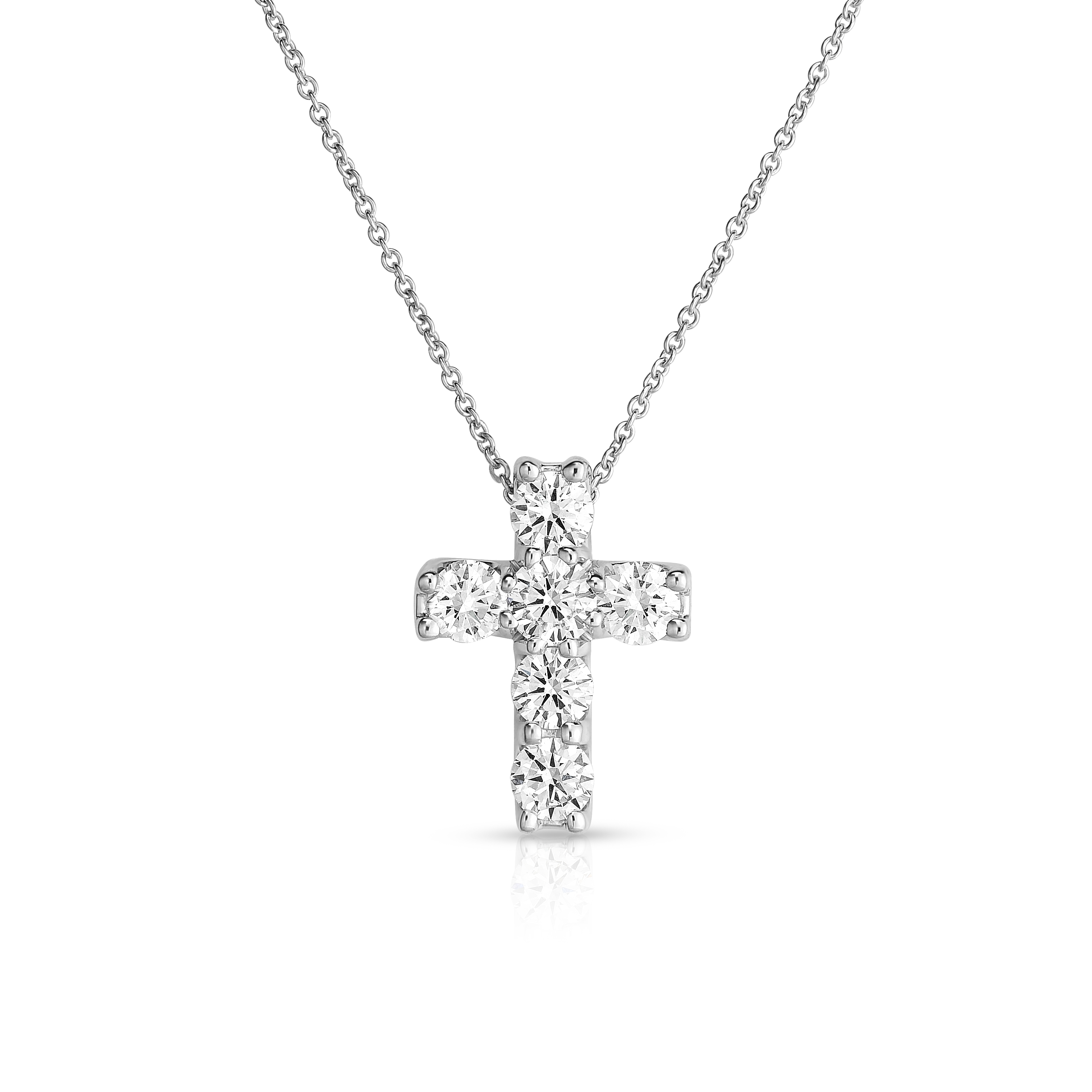 18k White Gold Tiny Treasures Square Set Diamond Cross