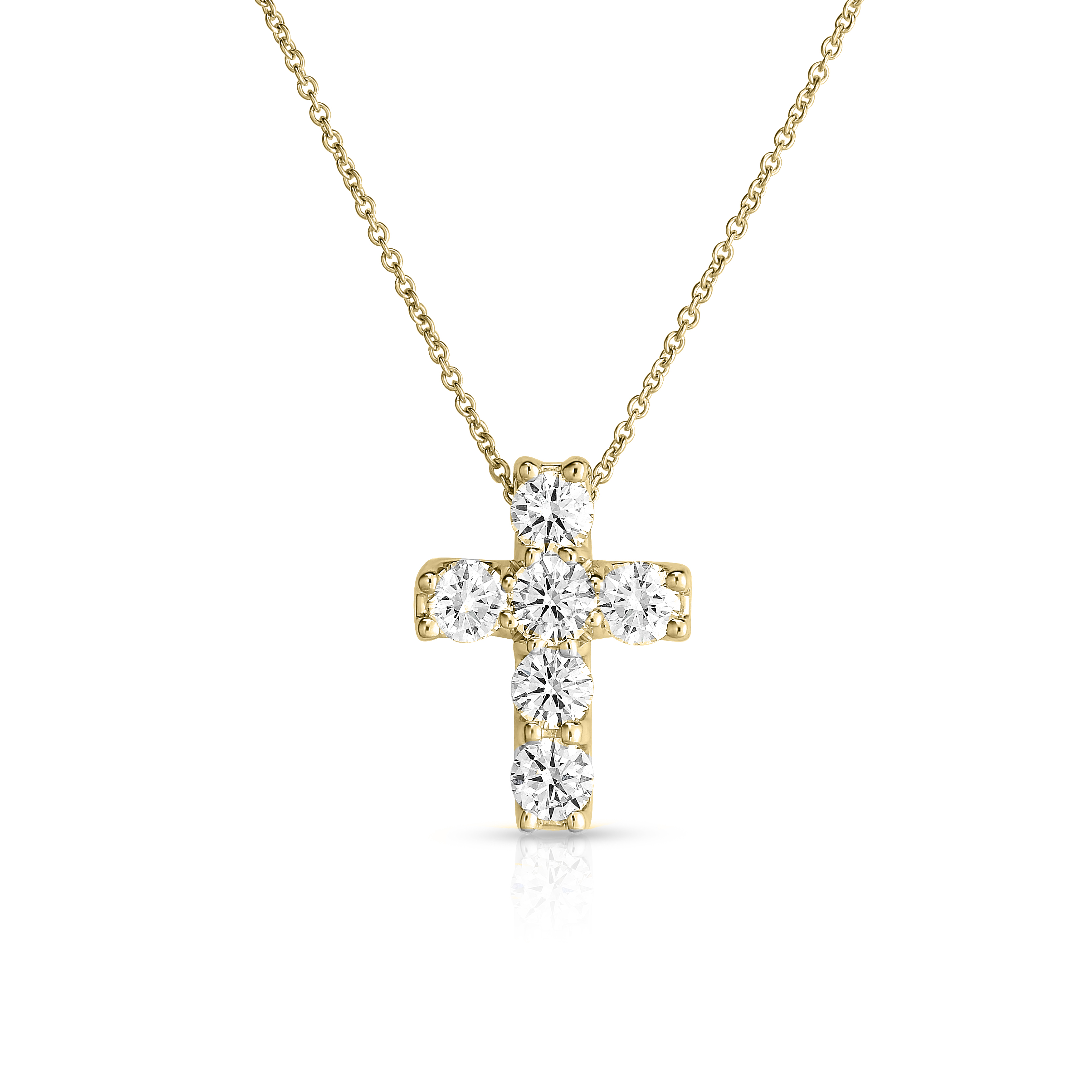 18k Yellow Gold Tiny Treasures Square Set Diamond Cross