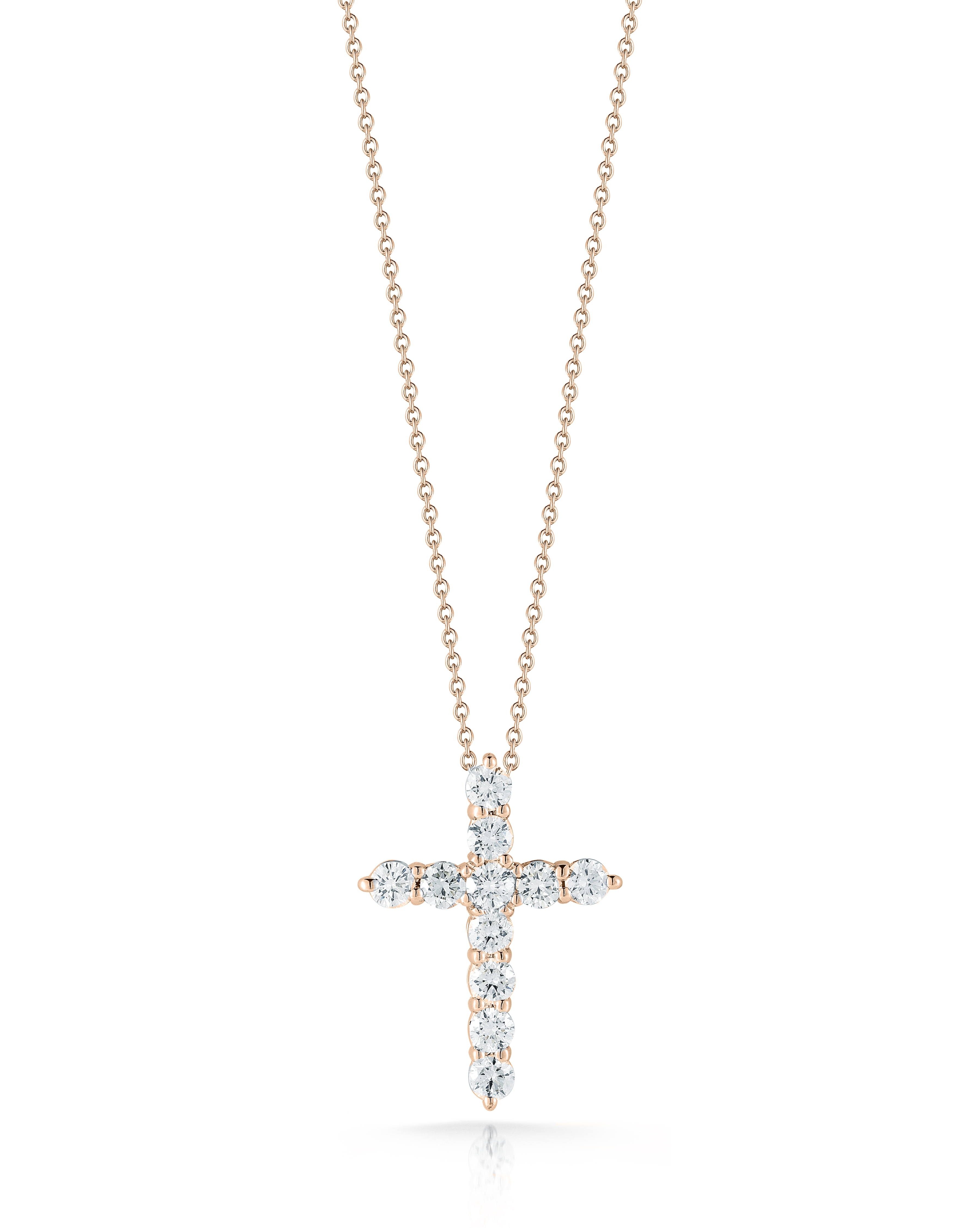 18k Rose Gold Tiny Treasures Diamond Cross Necklace