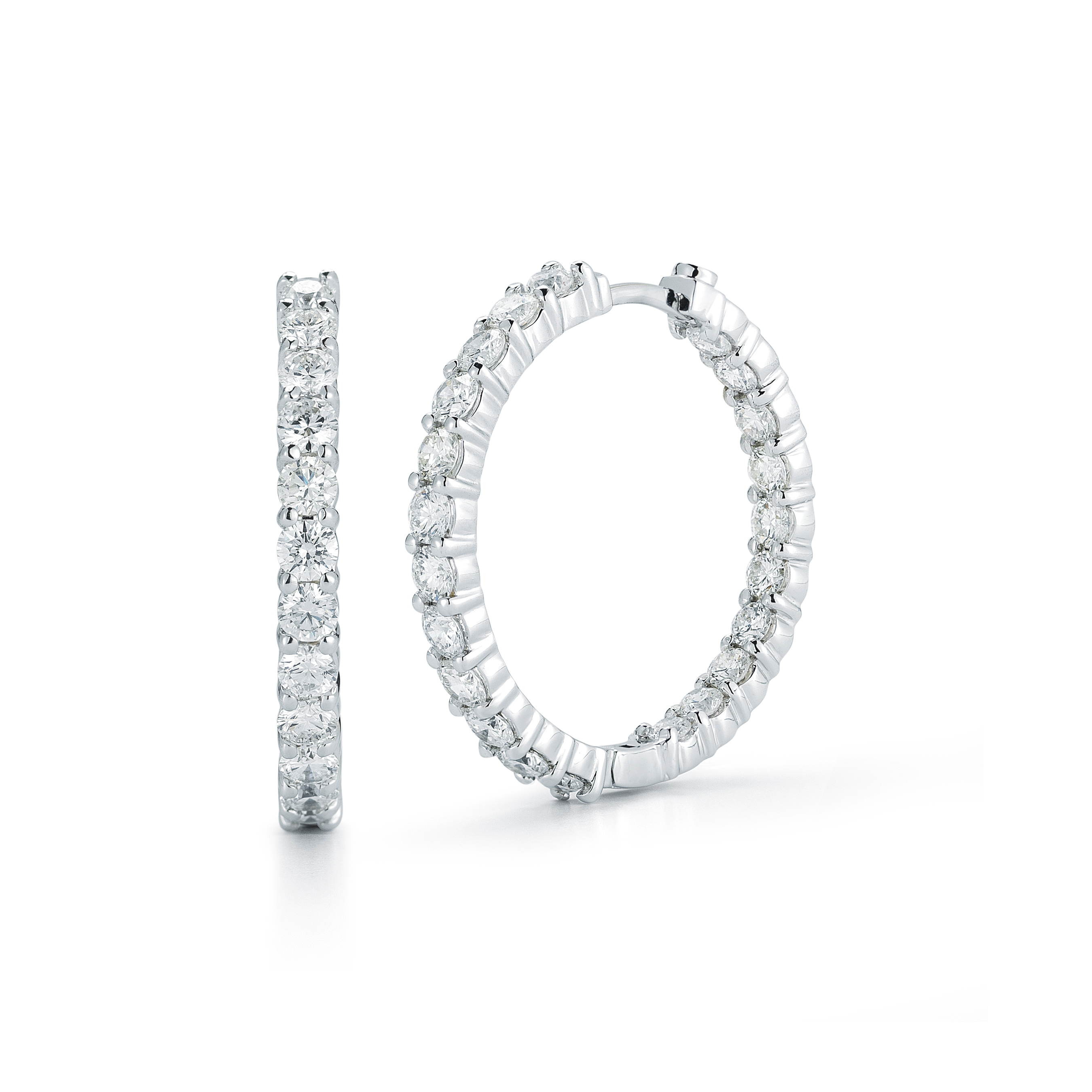 18k White Gold The Perfect Diamond Hoop® Inside Outside Earrings