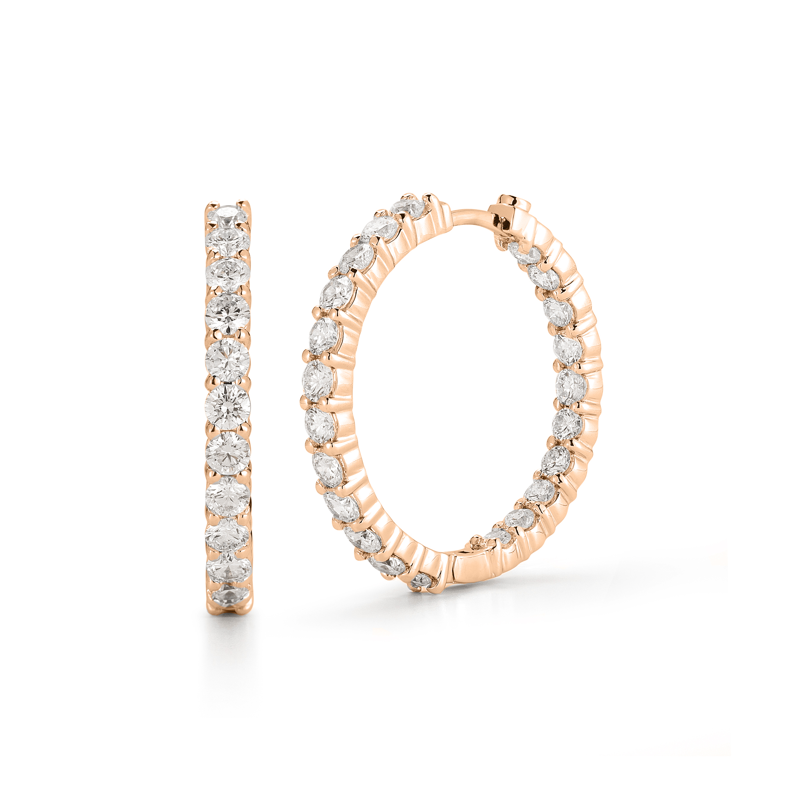 18k Rose Gold The Perfect Diamond Hoop® Inside Outside Earrings