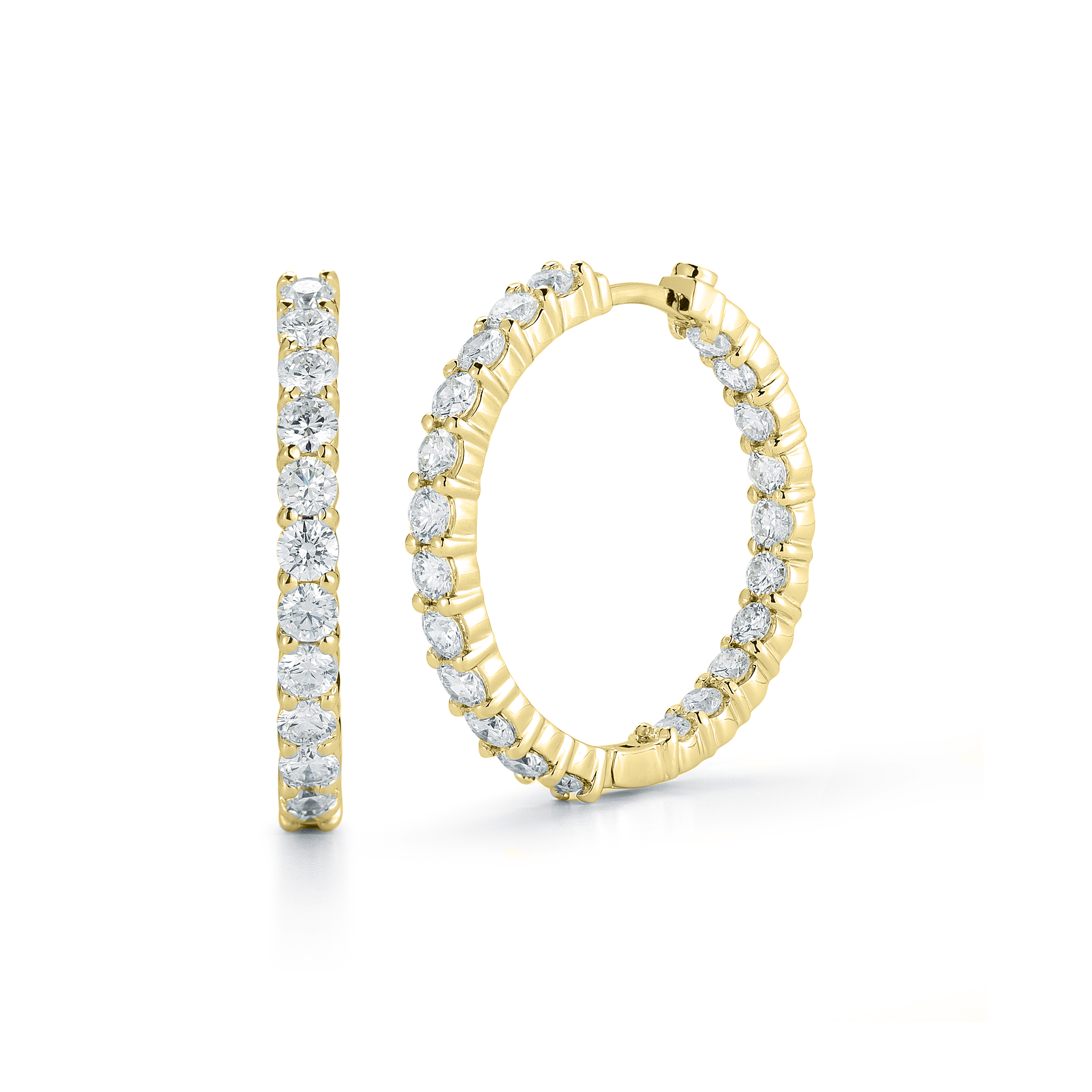 18k Yellow Gold The Perfect Diamond Hoop® Inside Outside Earrings