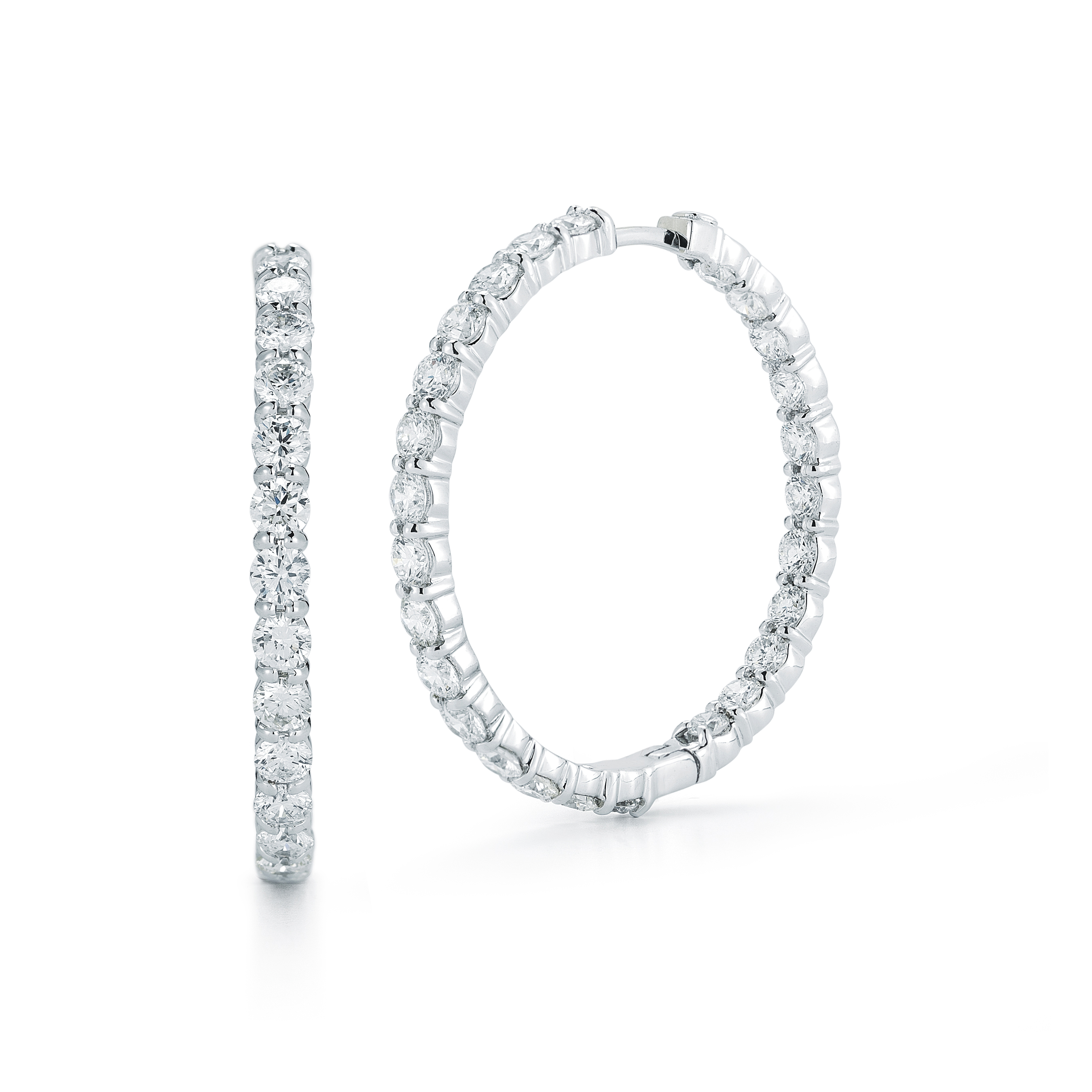 18k White Gold The Perfect Diamond Hoop® Inside Outside Earrings