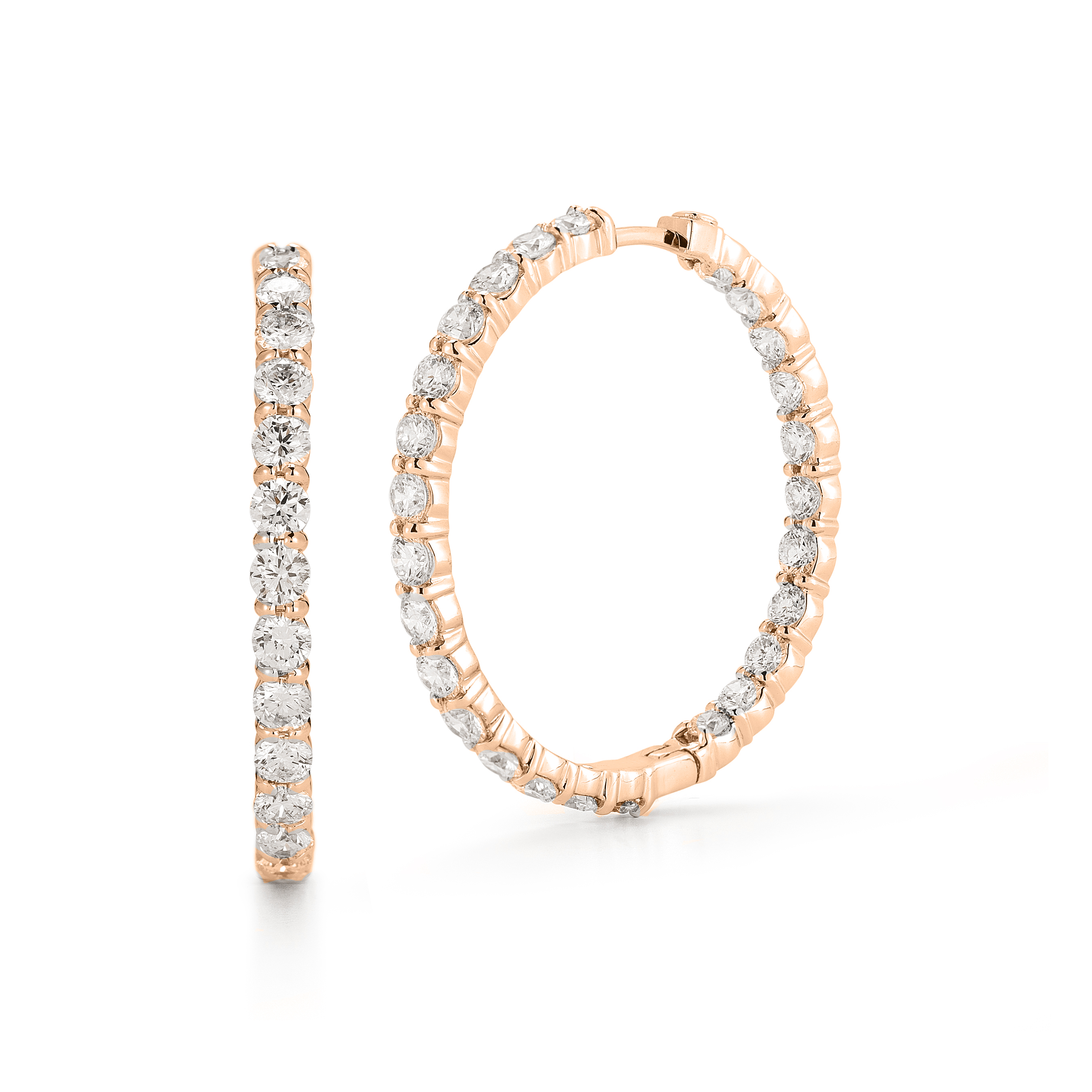 18k Rose Gold The Perfect Diamond Hoop® Inside Outside Earrings