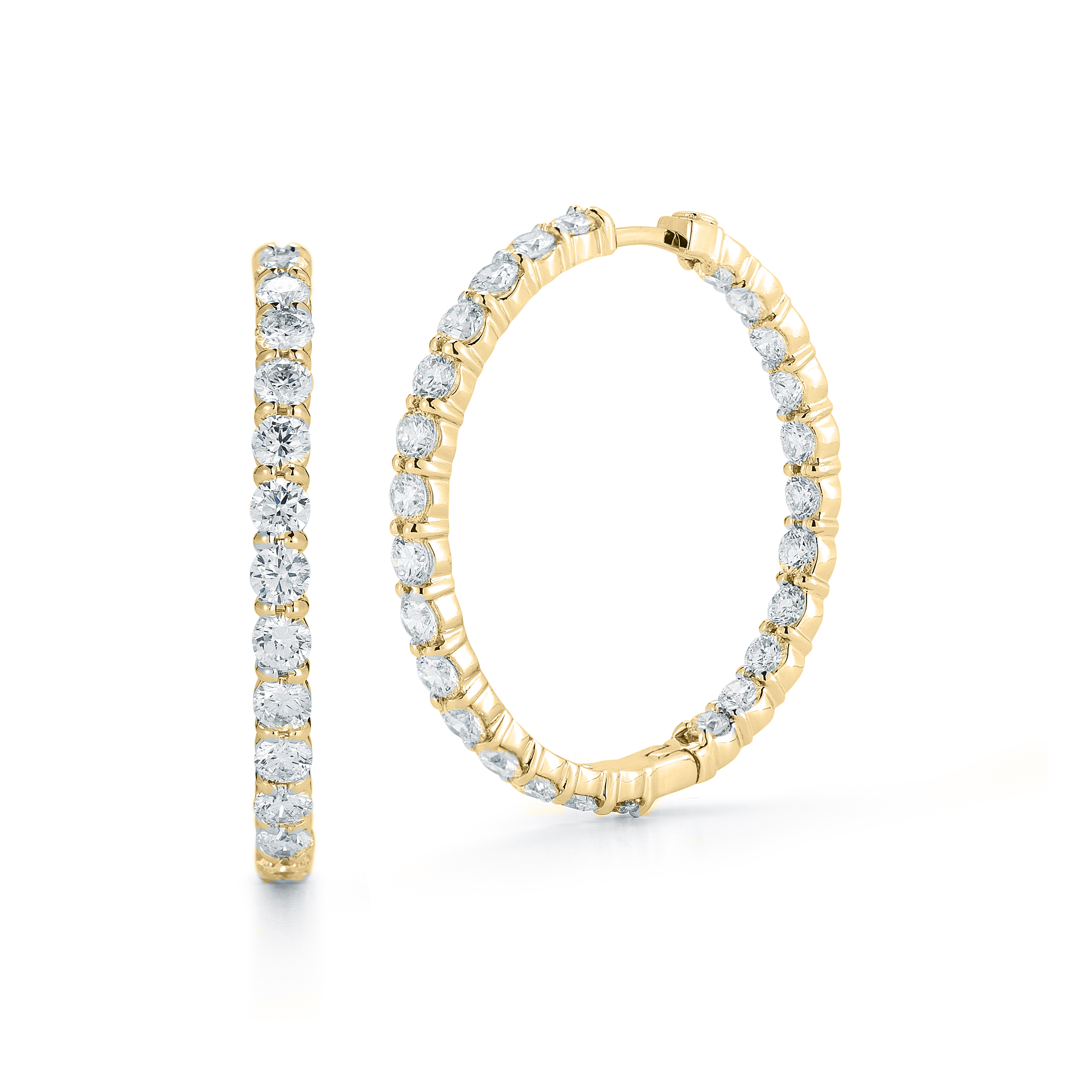 18k Yellow Gold The Perfect Diamond Hoop® Inside Outside Earrings