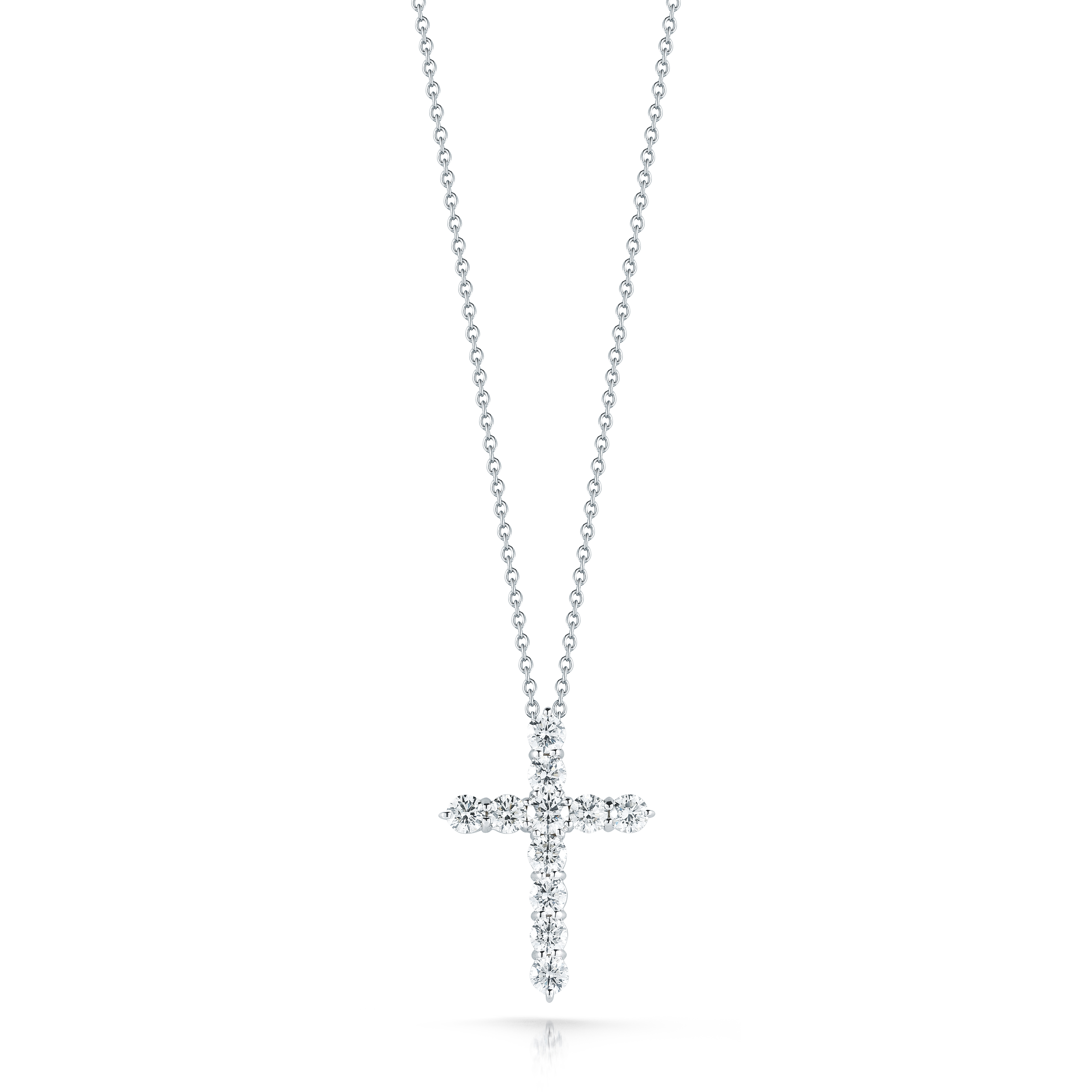 18k White Gold Tiny Treasures Large Diamond Cross Necklace