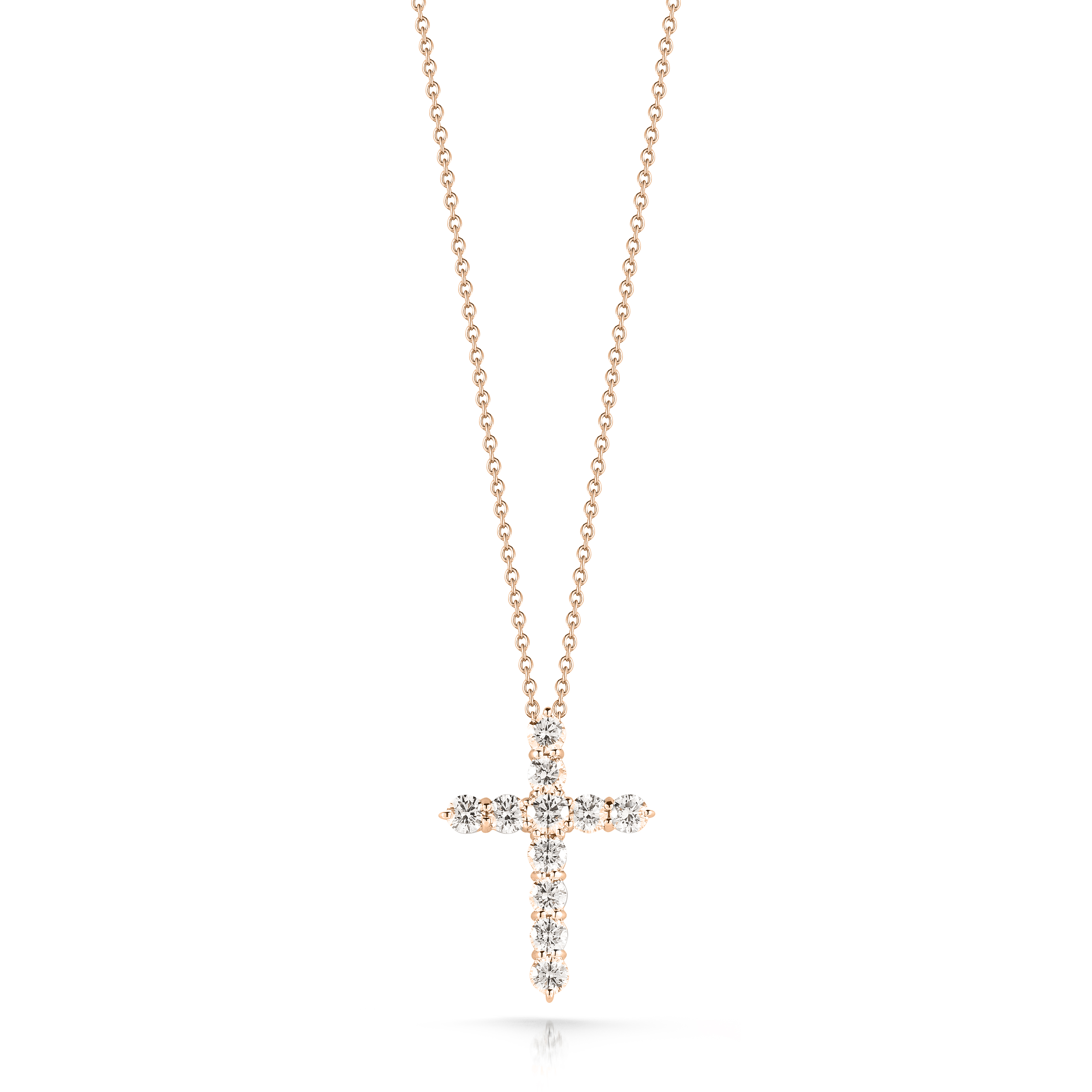 18k Rose Gold Tiny Treasures Large Diamond Cross Necklace