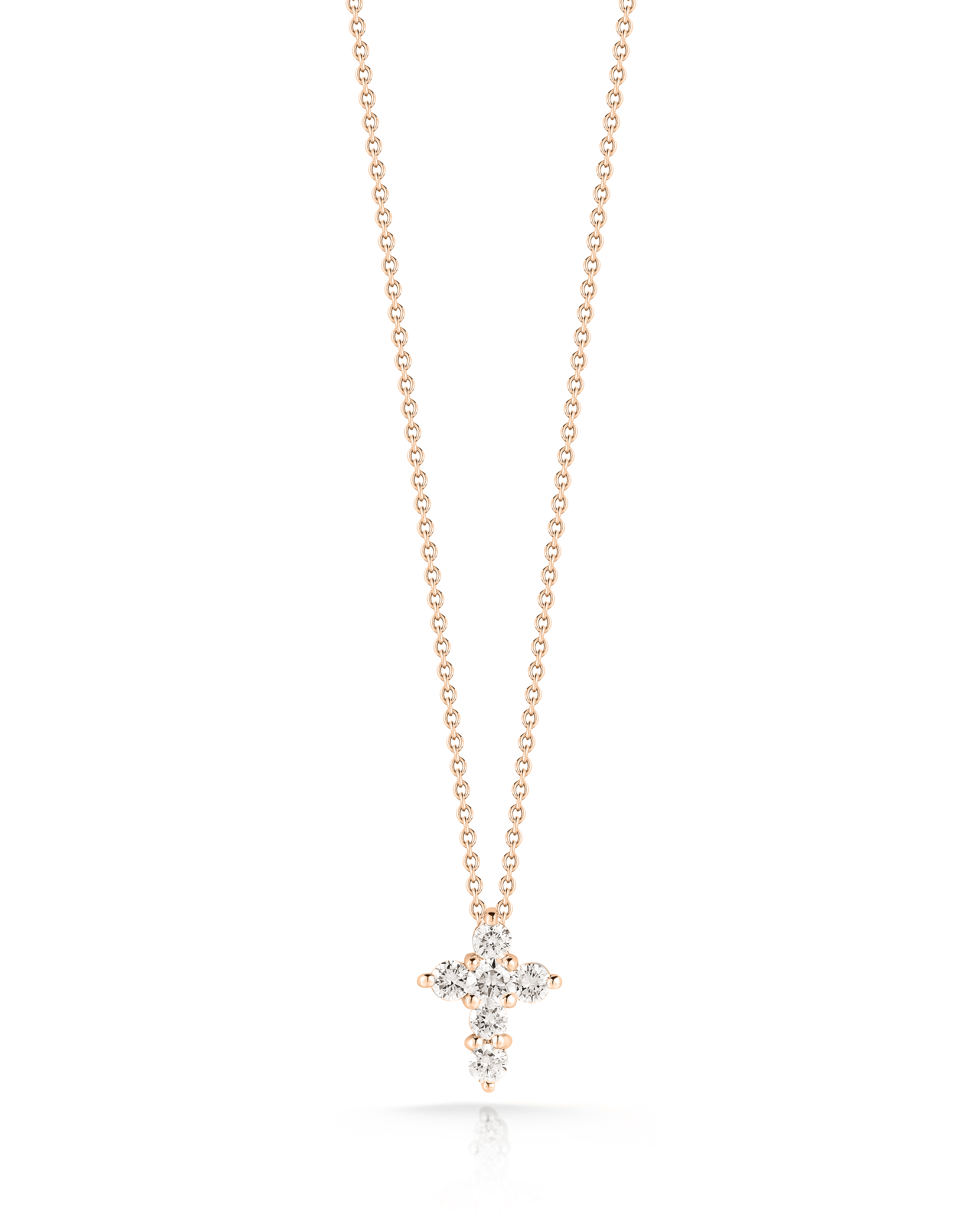 18k Rose Gold Tiny Treasures Mini Diamond Cross Necklace