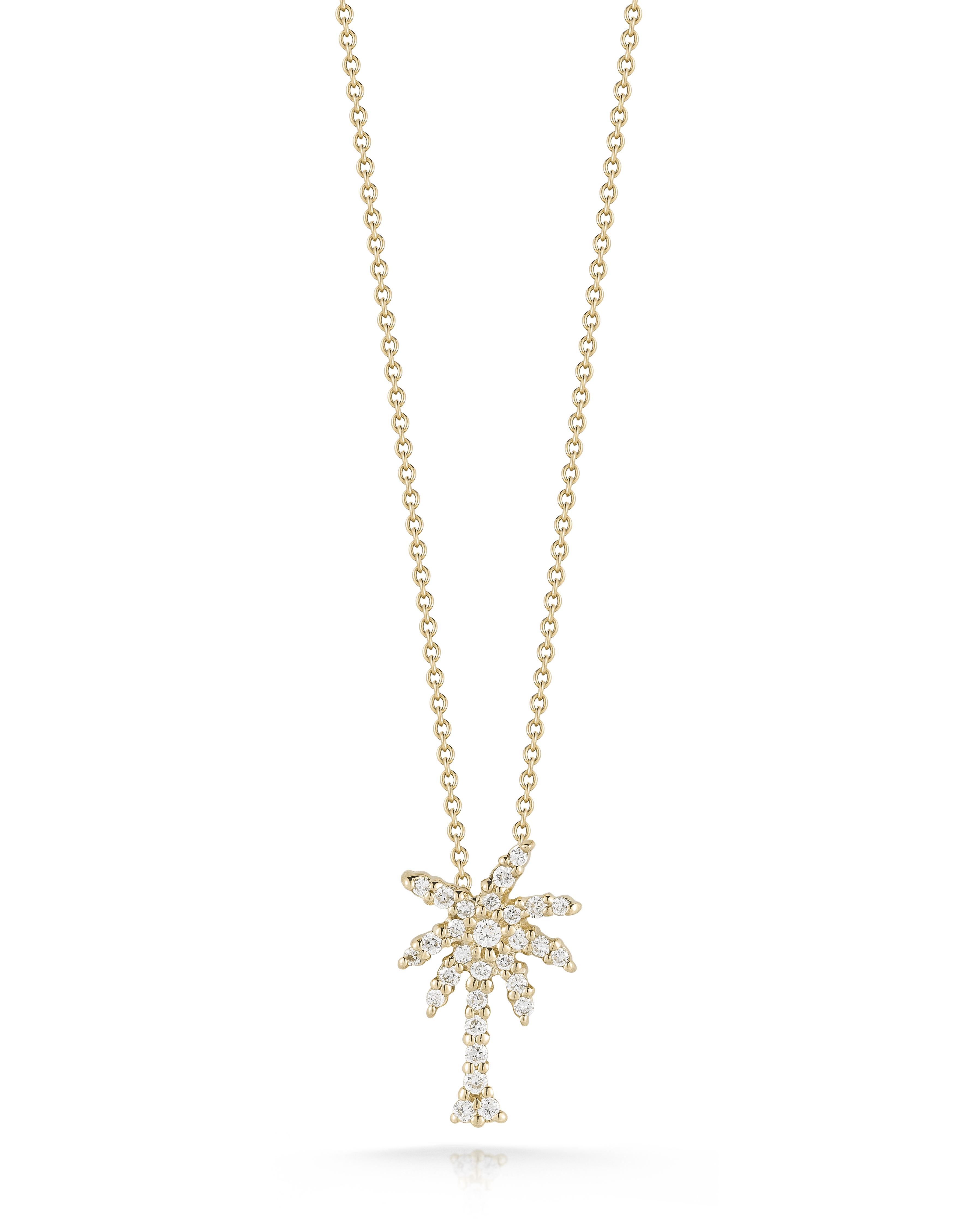 18k Yellow Gold Tiny Treasures Small Diamond Palm Tree Necklace