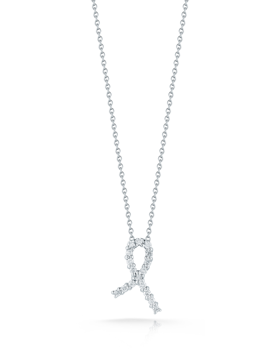 18k White Gold Tiny Treasures Diamond Ribbon Of Hope Necklace