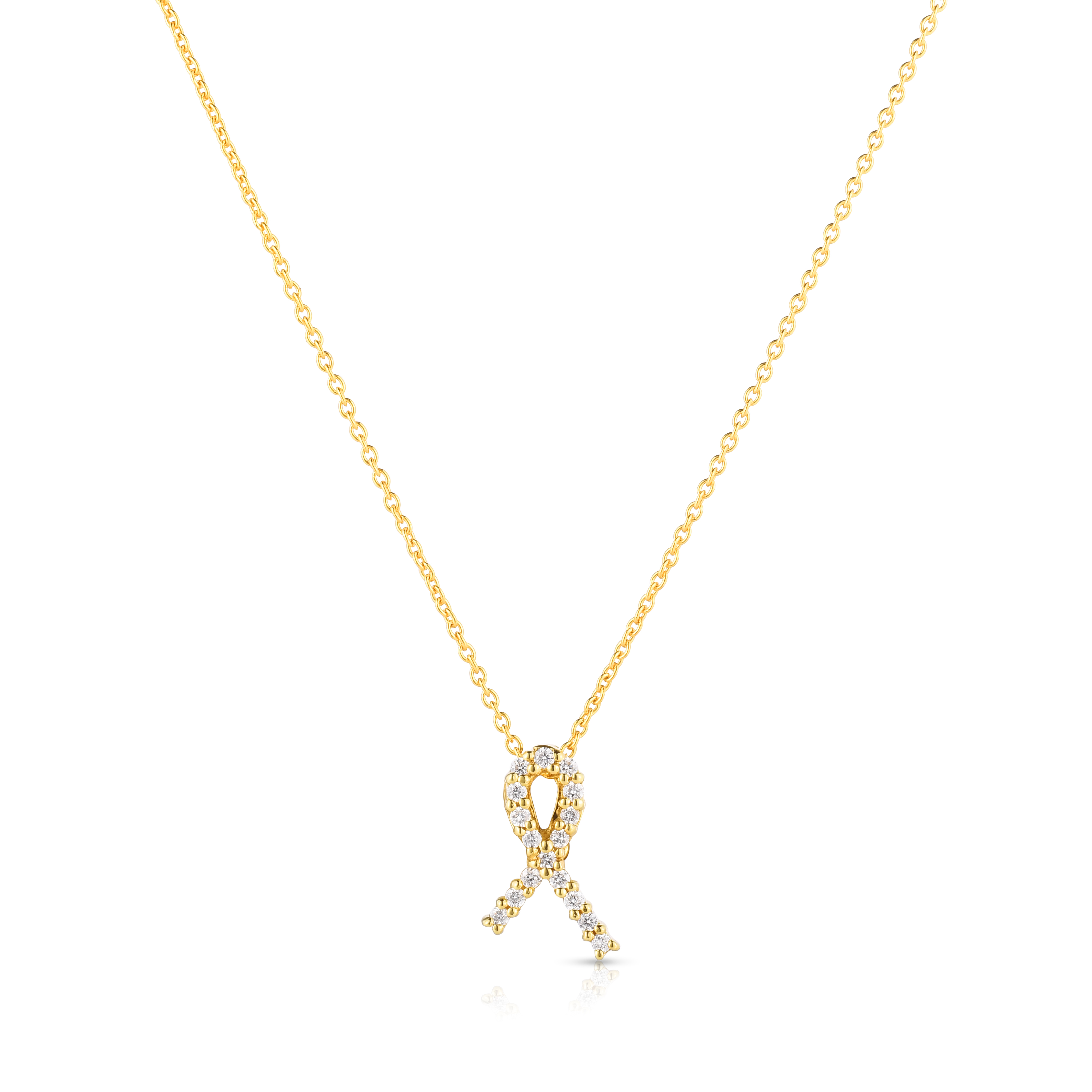 18k Yellow Gold Tiny Treasures Diamond Ribbon Of Hope Necklace