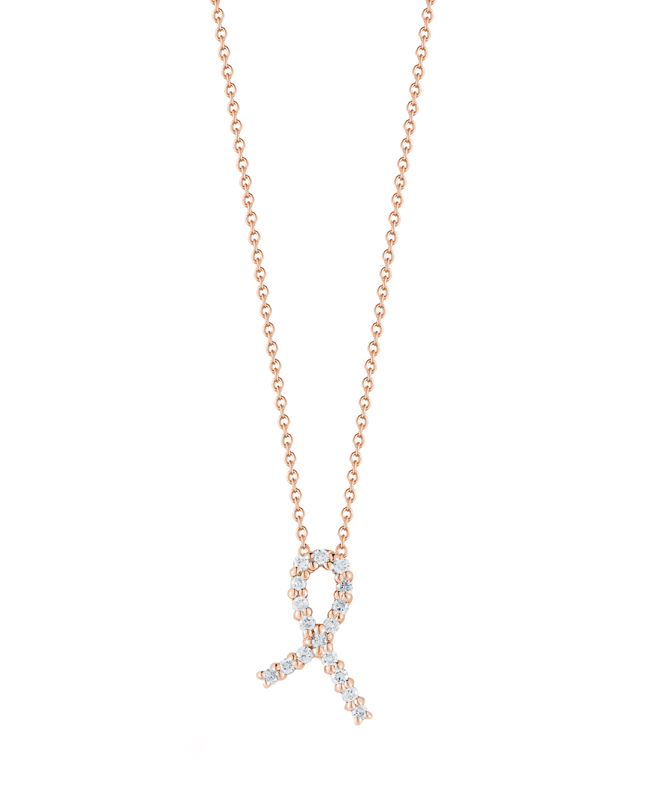 18k Rose Gold Tiny Treasures Diamond Ribbon Of Hope Necklace
