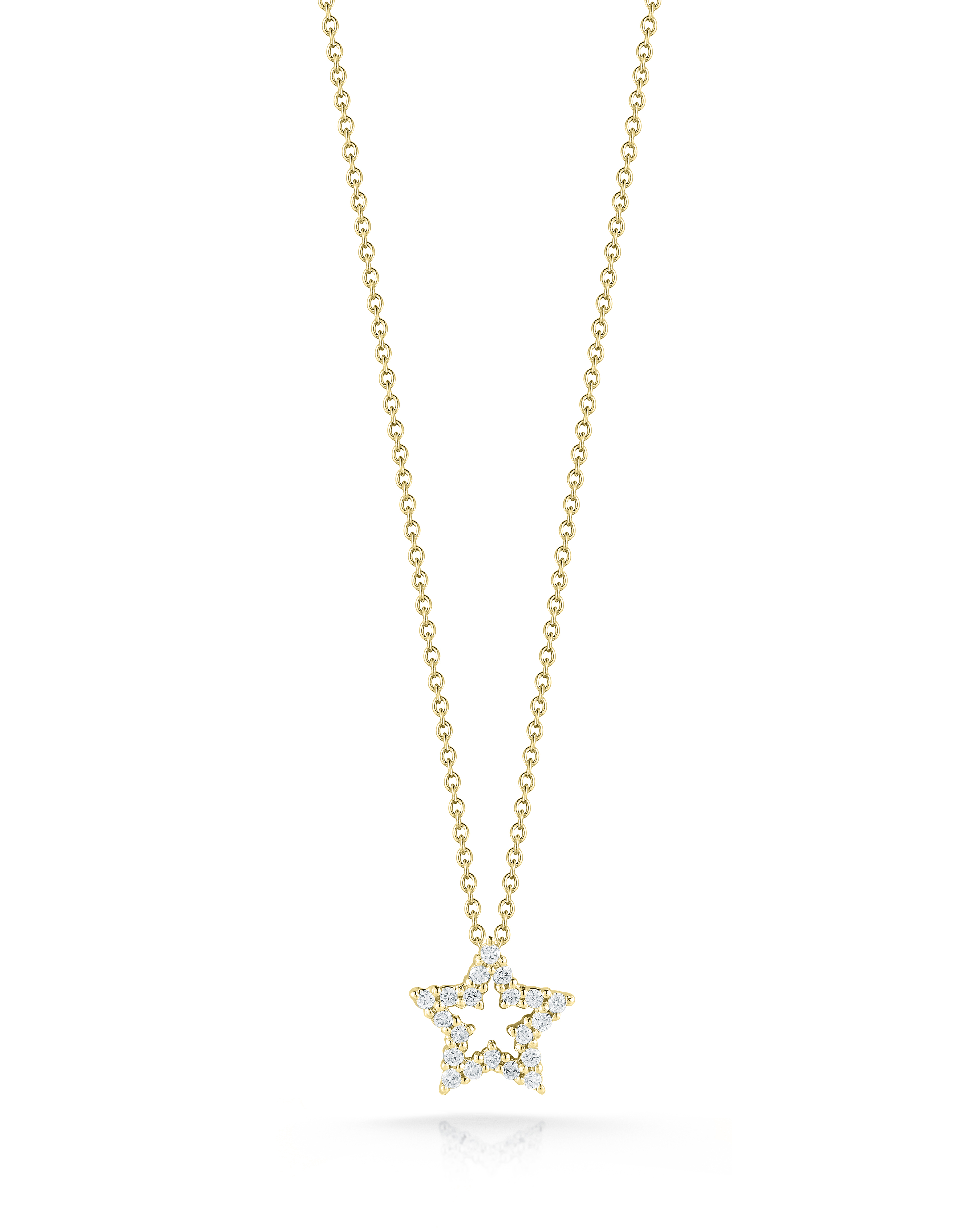 18k Yellow Gold Tiny Treasures Small Diamond Five Point Star Necklace