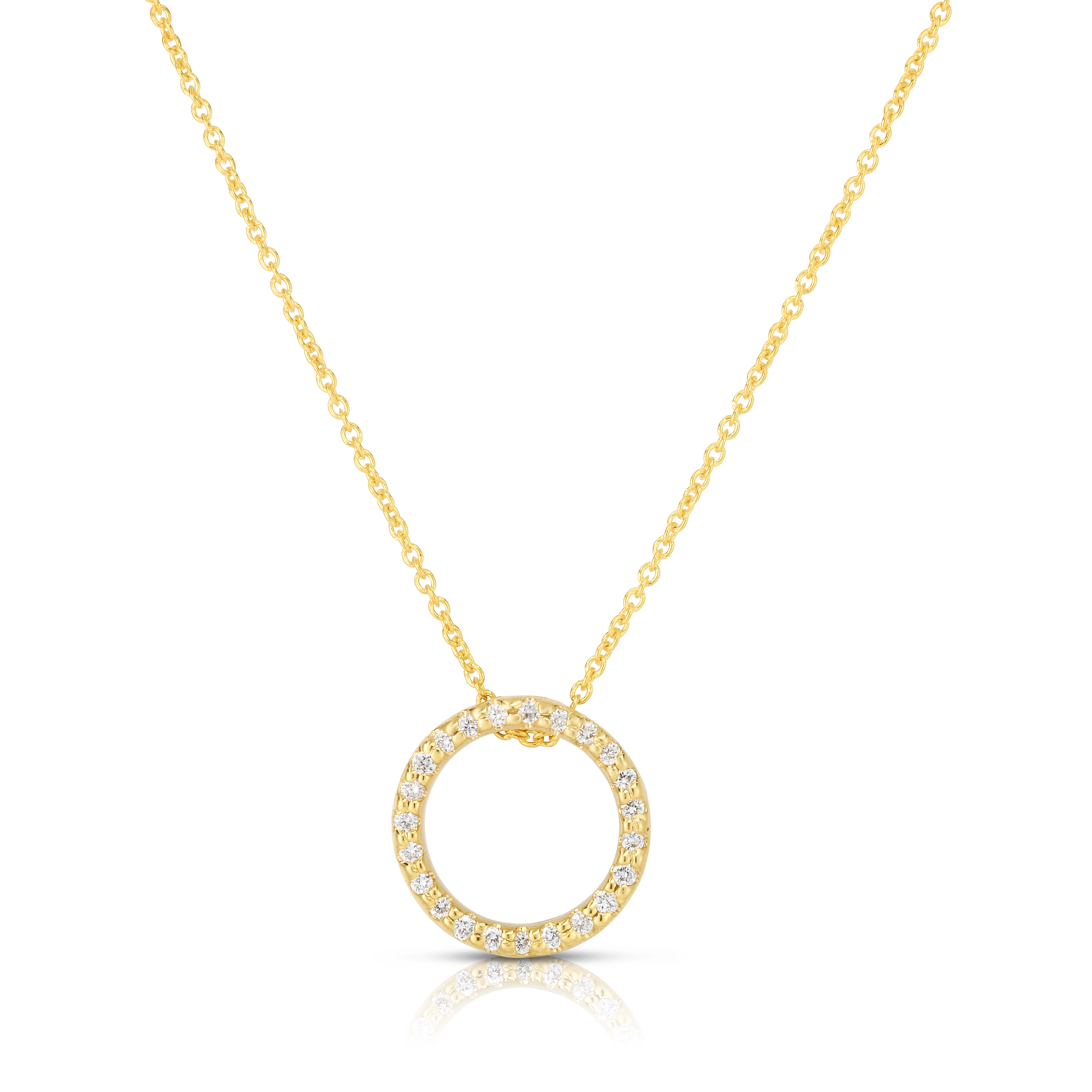18k Yellow Gold Tiny Treasures Small Diamond Circle Necklace