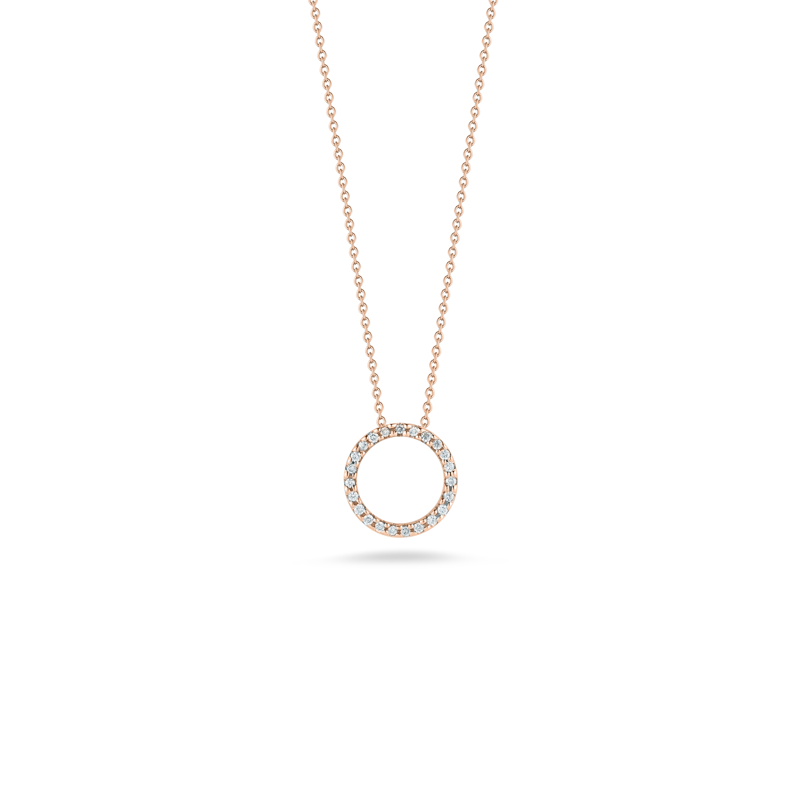 18k Rose Gold Tiny Treasures Small Diamond Circle Necklace