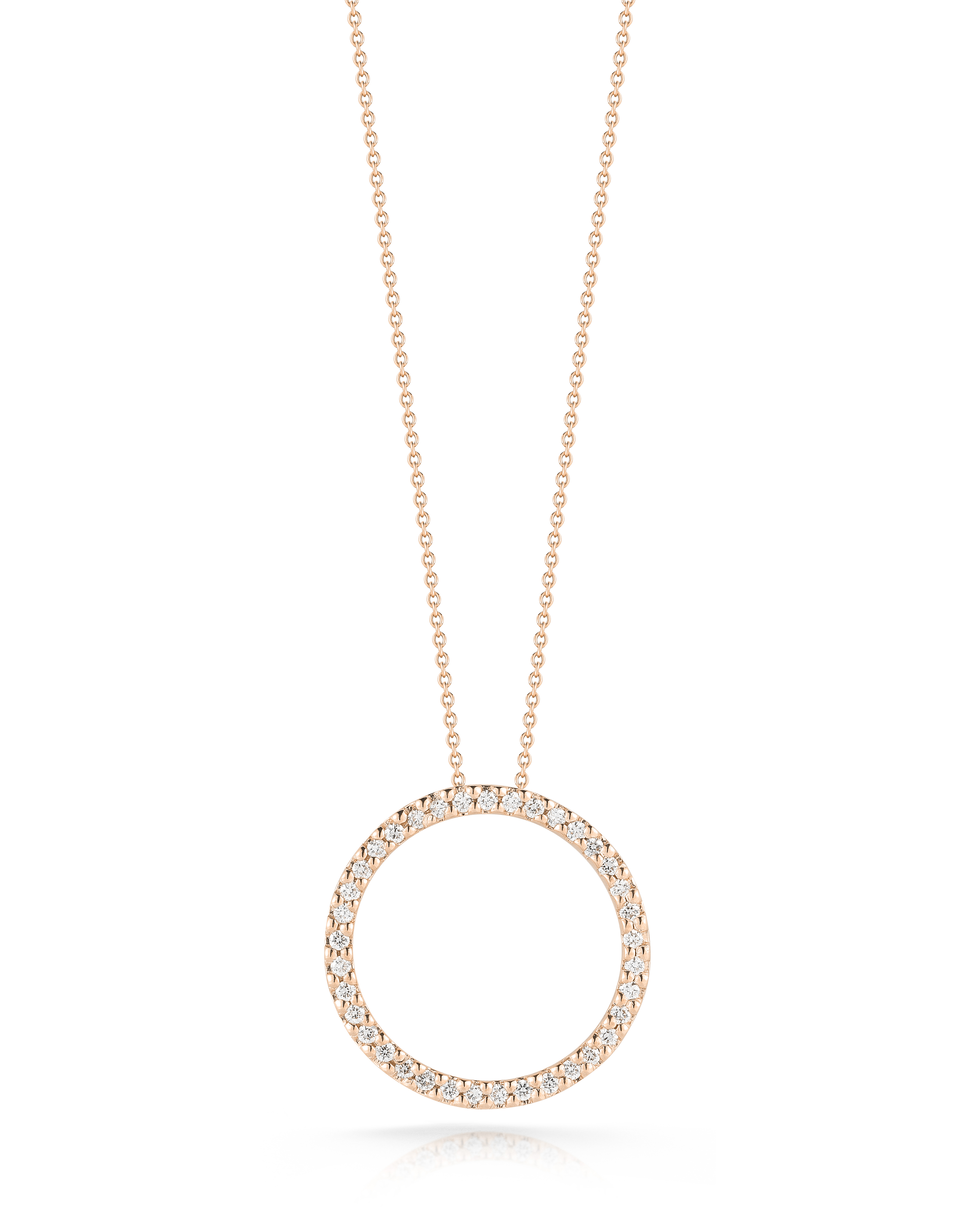 18k Rose Gold Tiny Treasures Medium Diamond Circle Necklace
