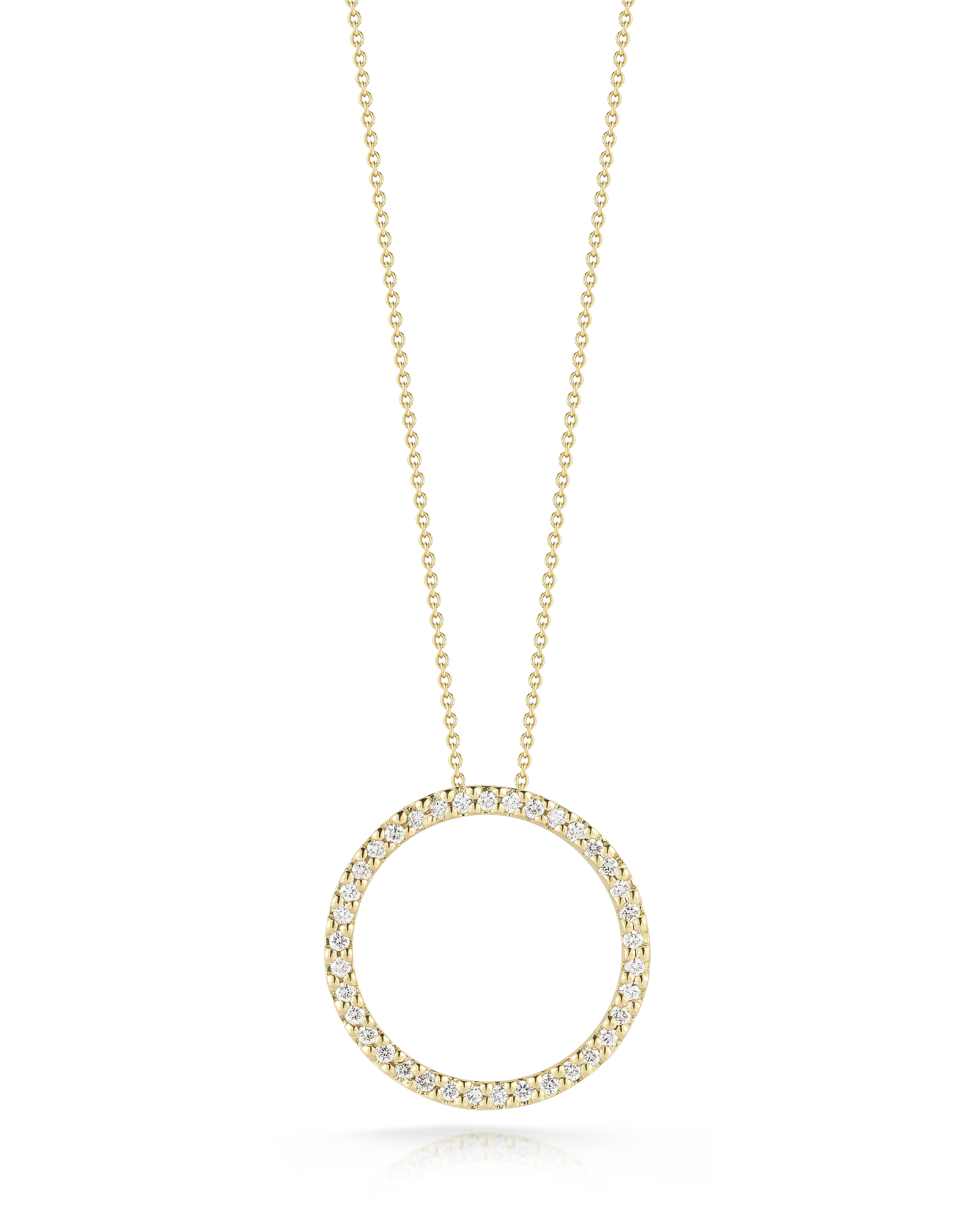 18k Yellow Gold Tiny Treasures Medium Diamond Circle Necklace