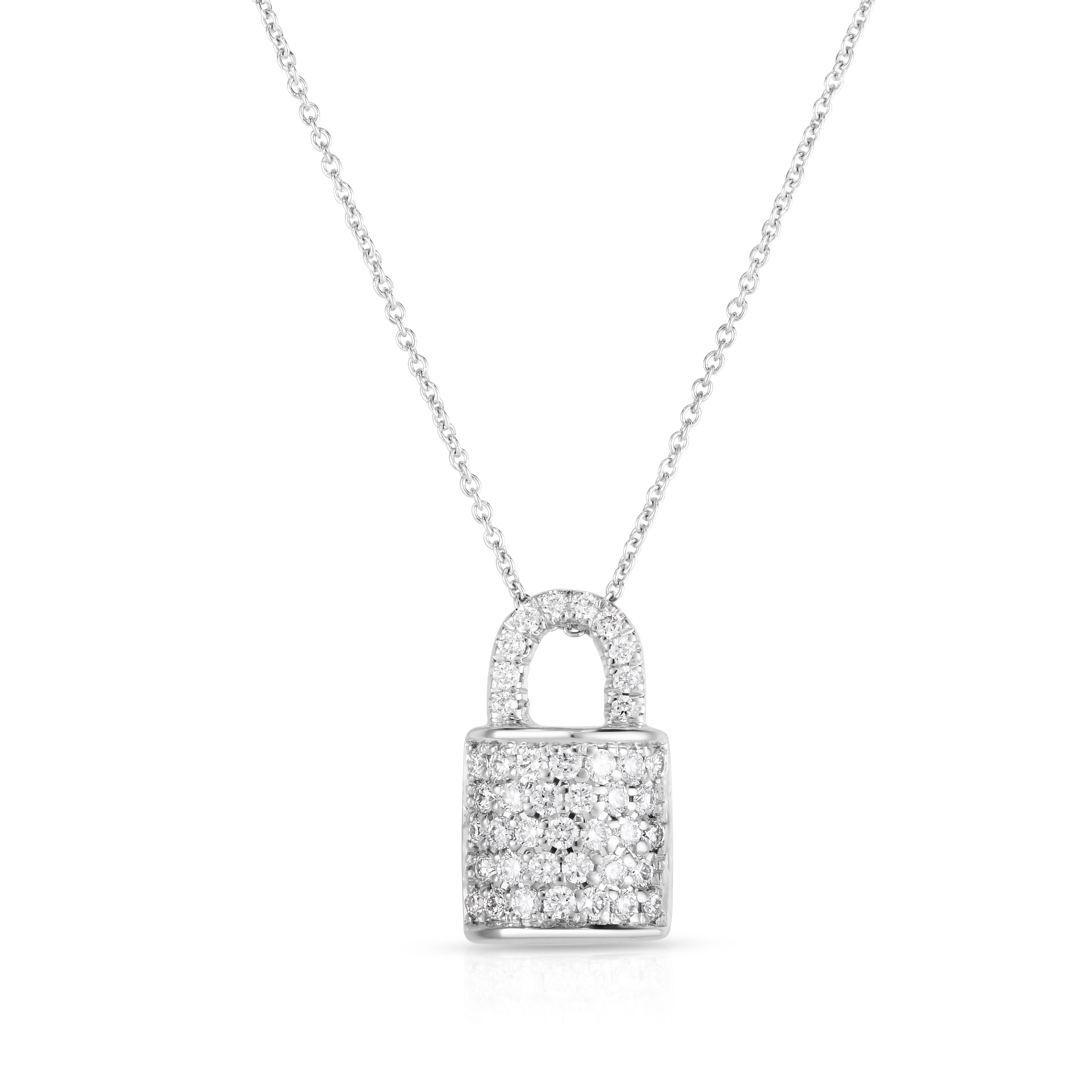 18k White Gold Tiny Treasures Diamond Lock Necklace