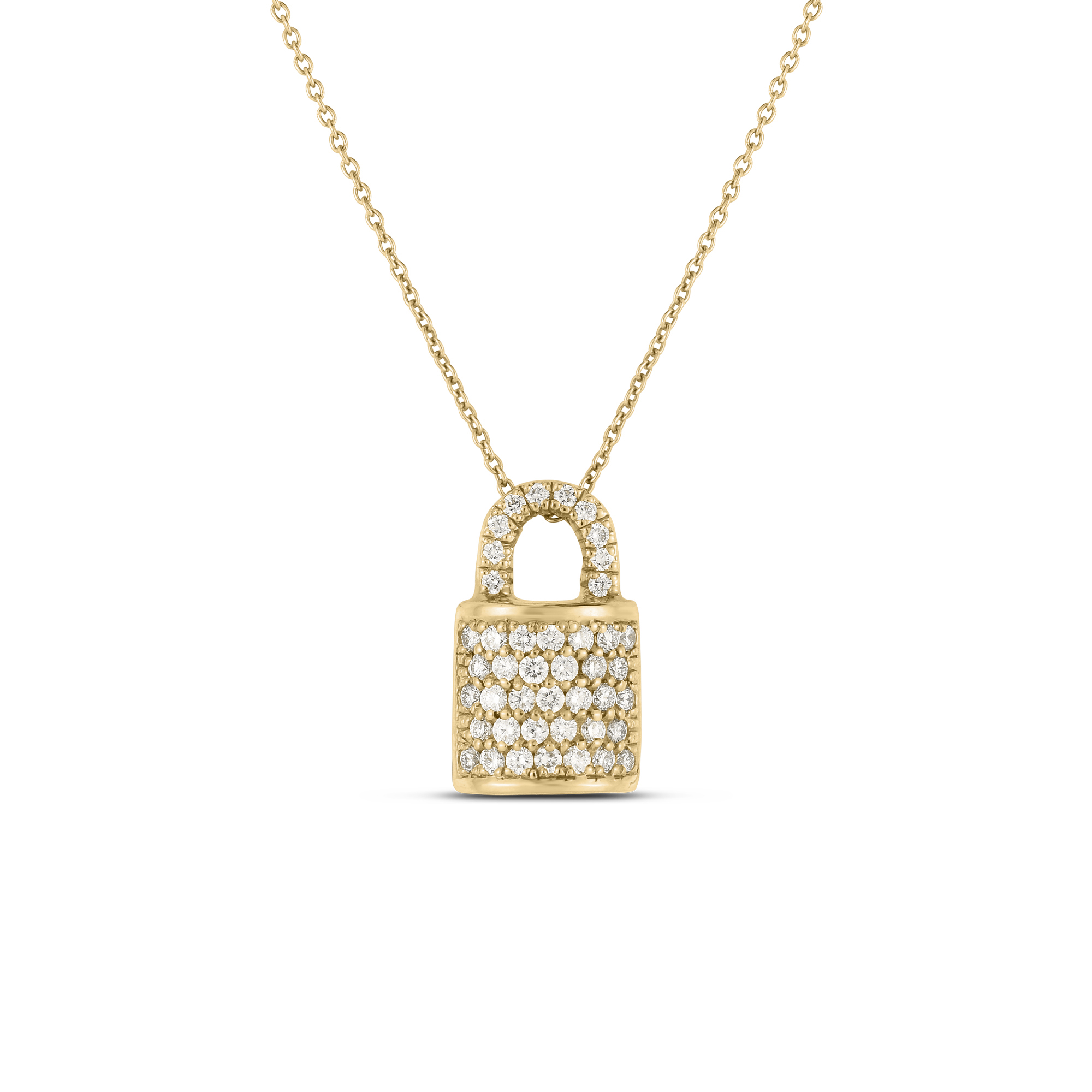 18k Yellow Gold Tiny Treasures Diamond Lock Necklace