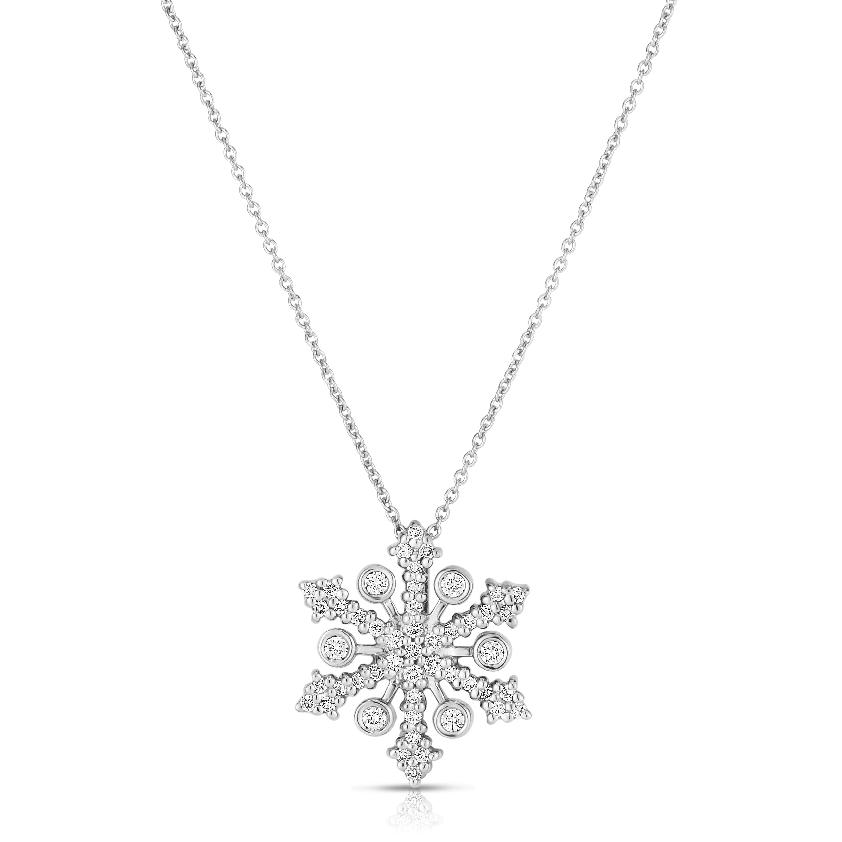 18k White Gold Tiny Treaures Diamond Snowflake Necklace