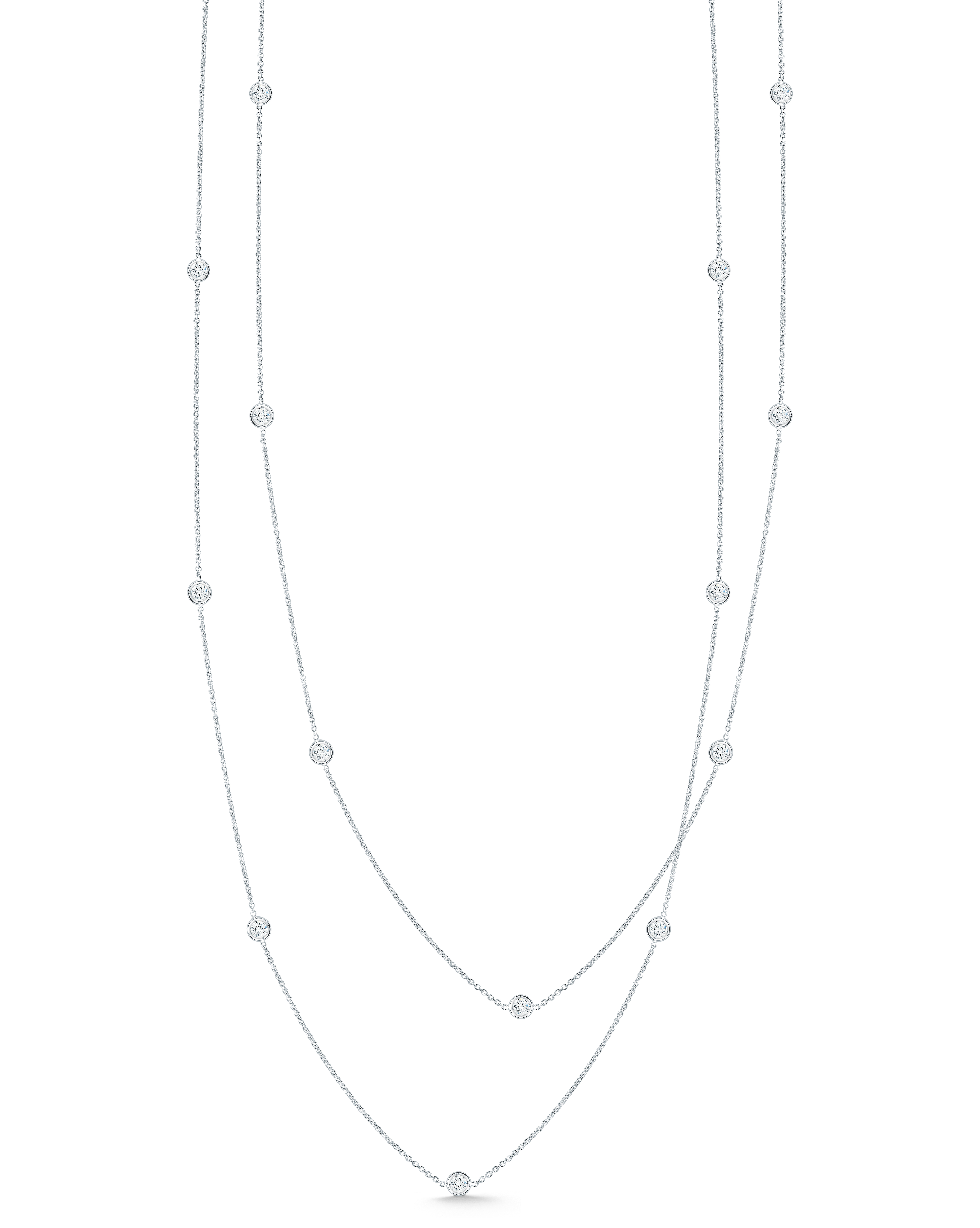 18k White Gold Diamonds By The Inch 15 Station 36 Inch Necklace