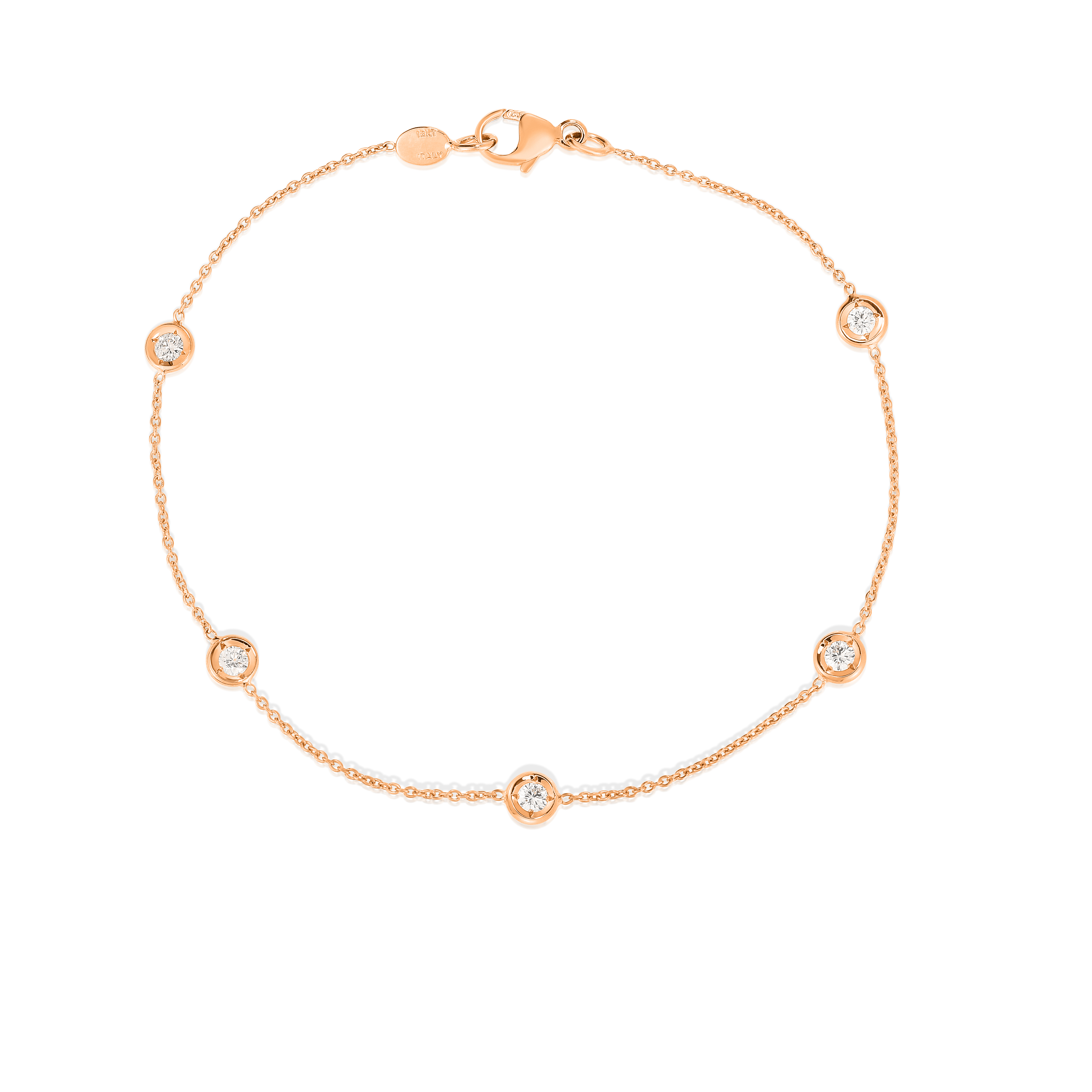 18k Rose Gold Diamonds By The Inch Five Station Bracelet